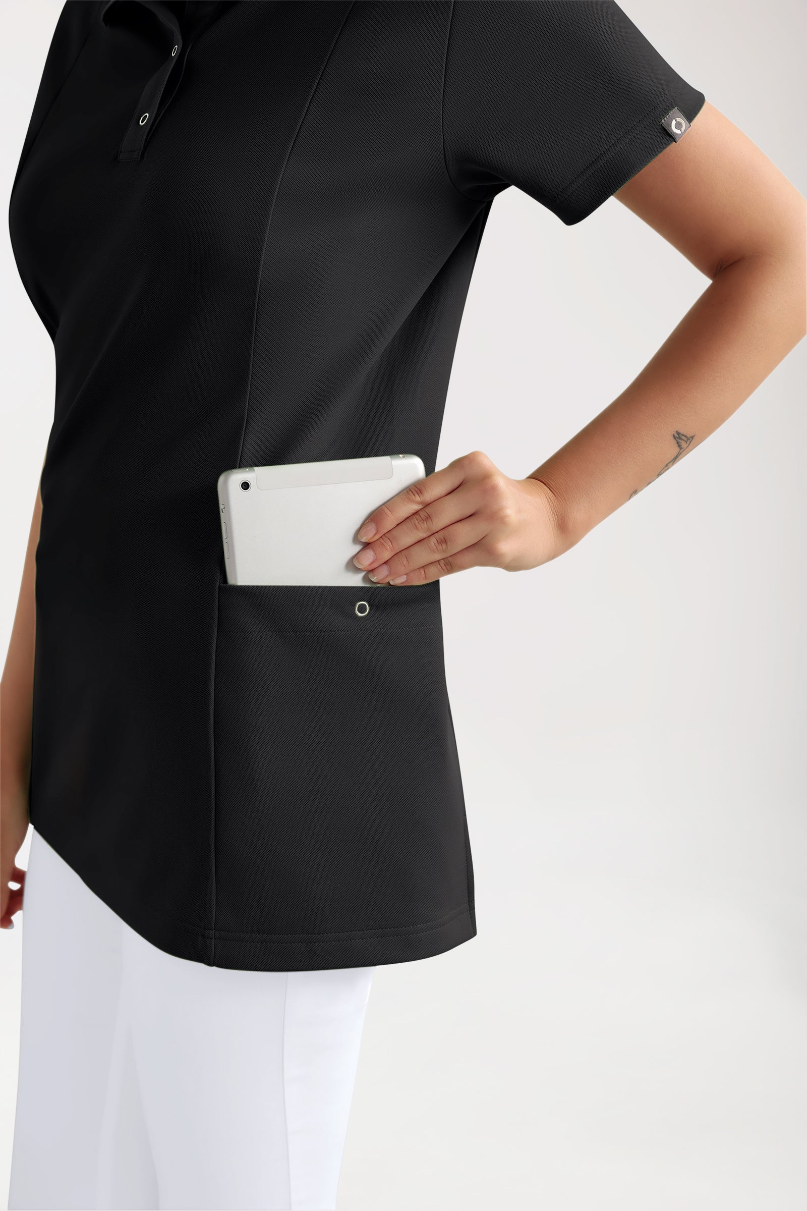 COMFY FLEX Stretch oversteektuniek dames - polokraag zwart