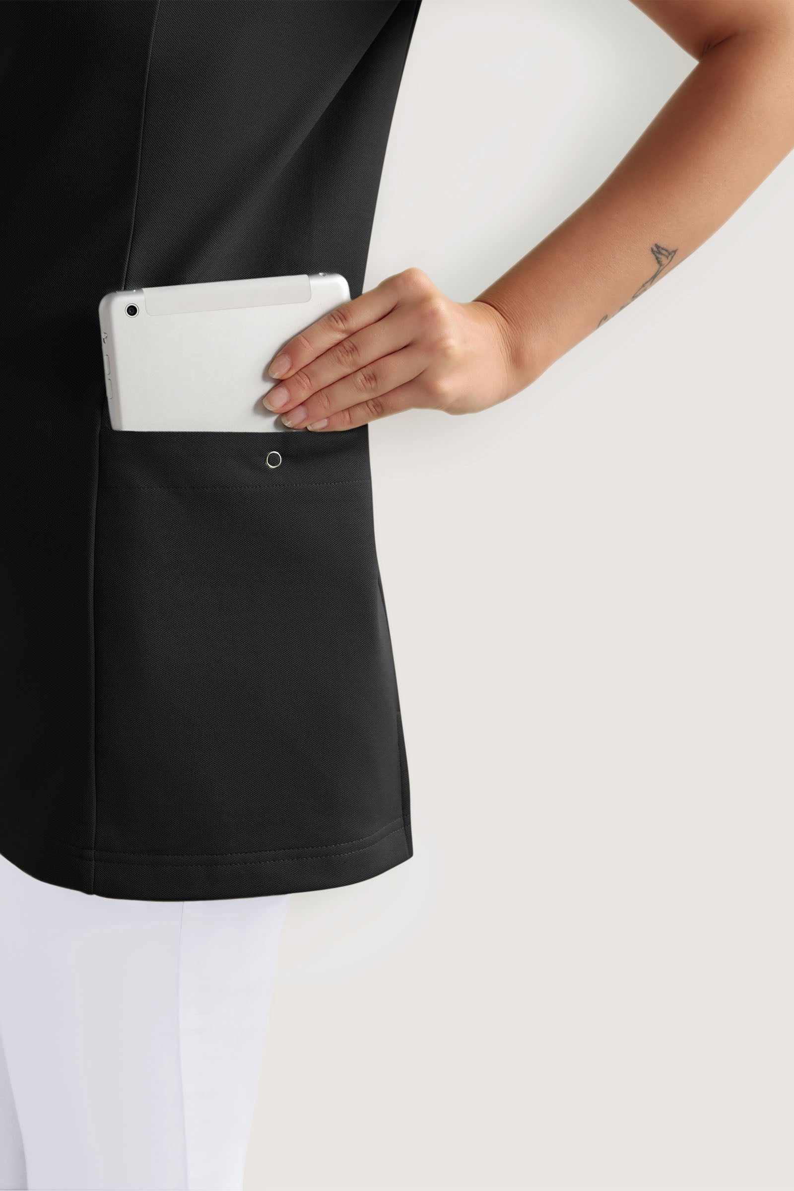 COMFY FLEX stretch oversteektuniek dames - hartvormige hals zwart