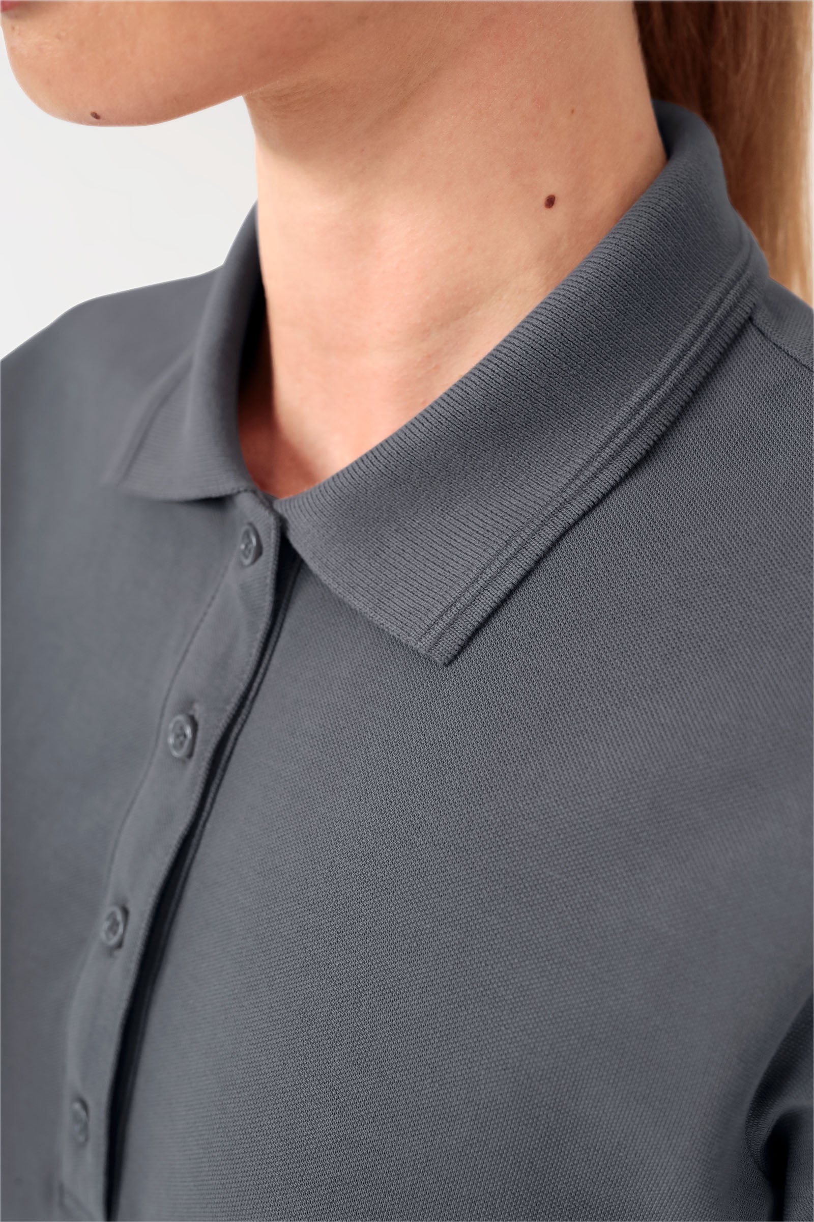 COMFY FLEX stretch shirt dames - polokraag steengrijs