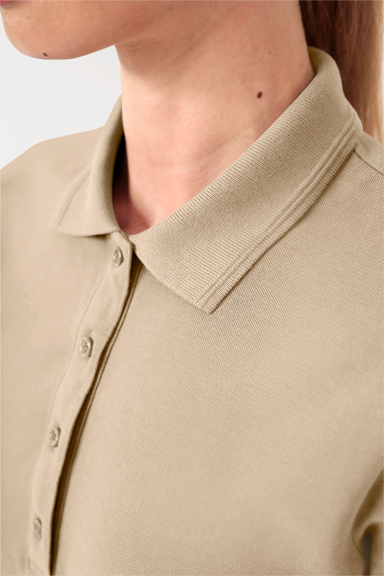 COMFY FLEX stretch shirt dames - polokraag zand