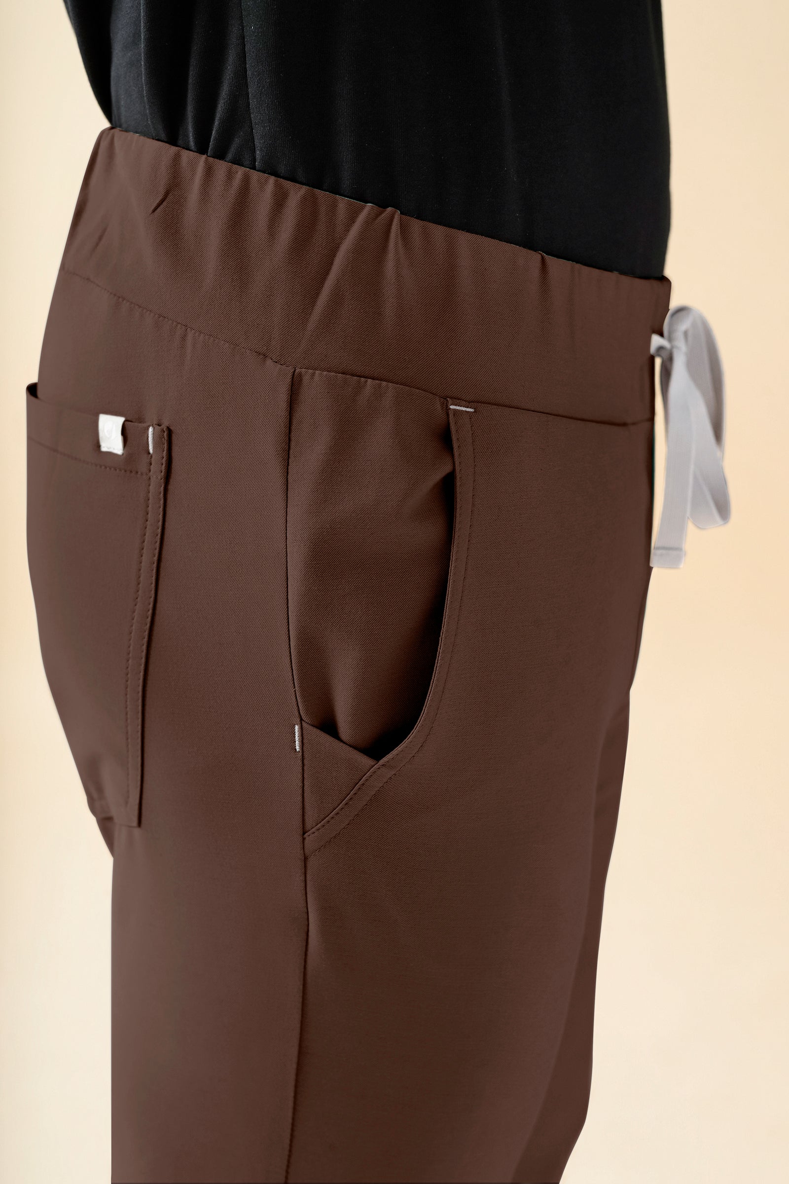 KAERE broek heren - zoom met elastische boord zonder beenzak coffee