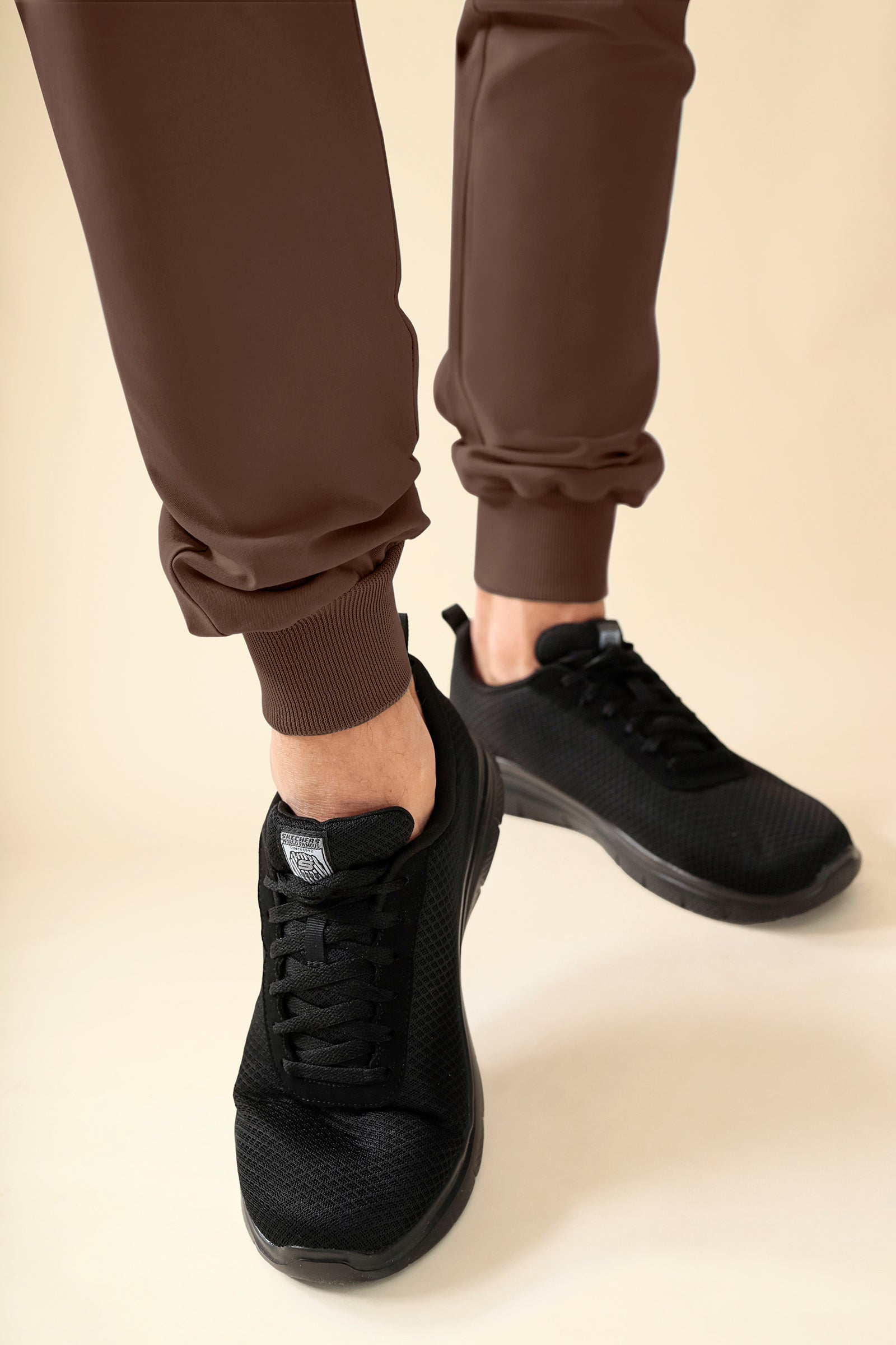 KAERE broek heren - zoom met elastische boord korte maat zonder beenzak coffee