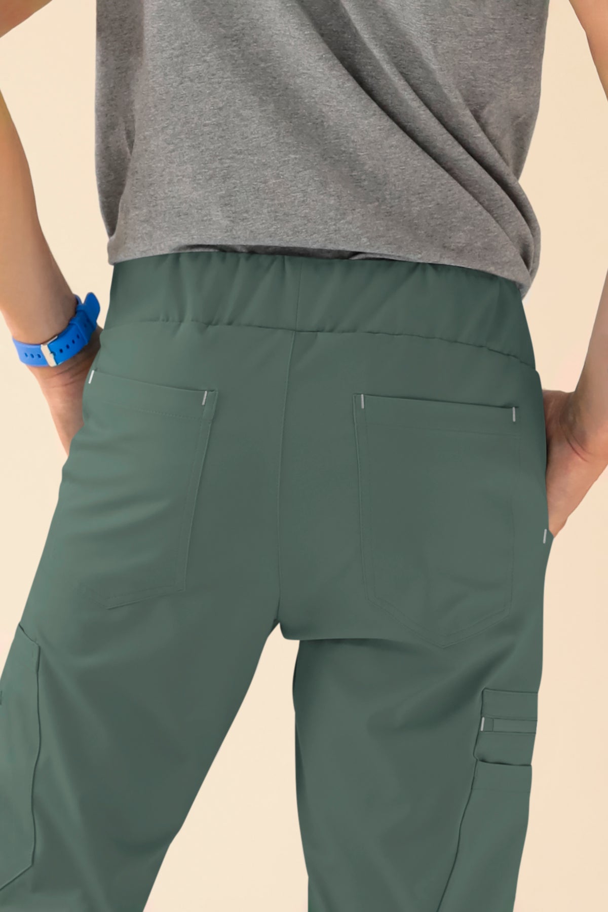 KAERE broek heren - zoom met elastische boord en beenzak donkergroen