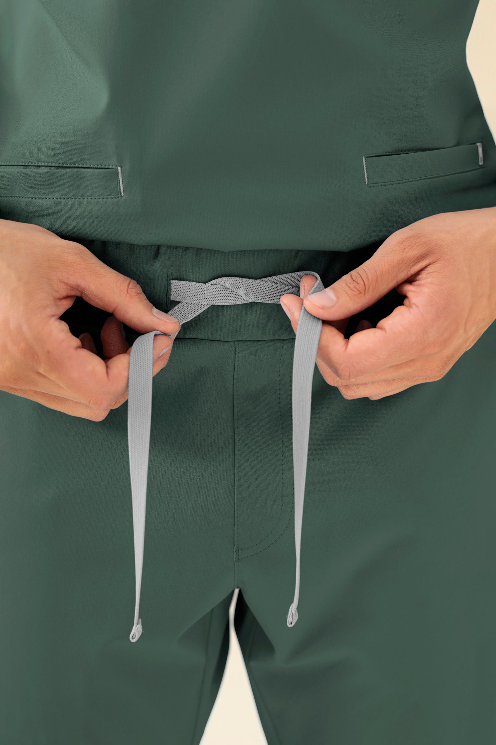 KAERE broek heren - zoom met elastische boord korte maat met beenzak donkergroen