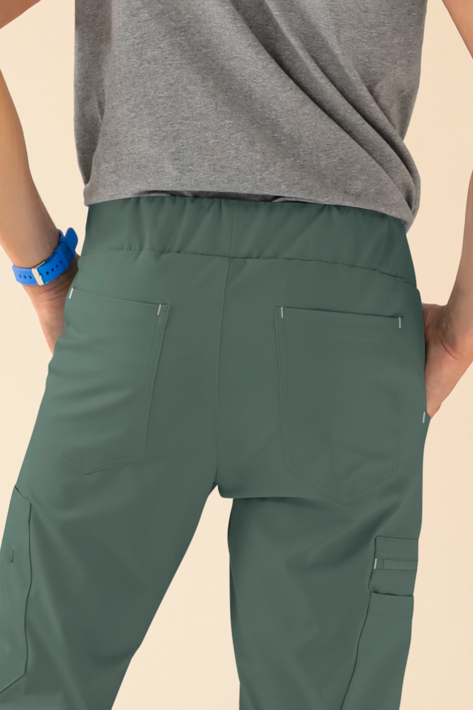 KAERE broek heren - zoom met elastische boord korte maat met beenzak donkergroen