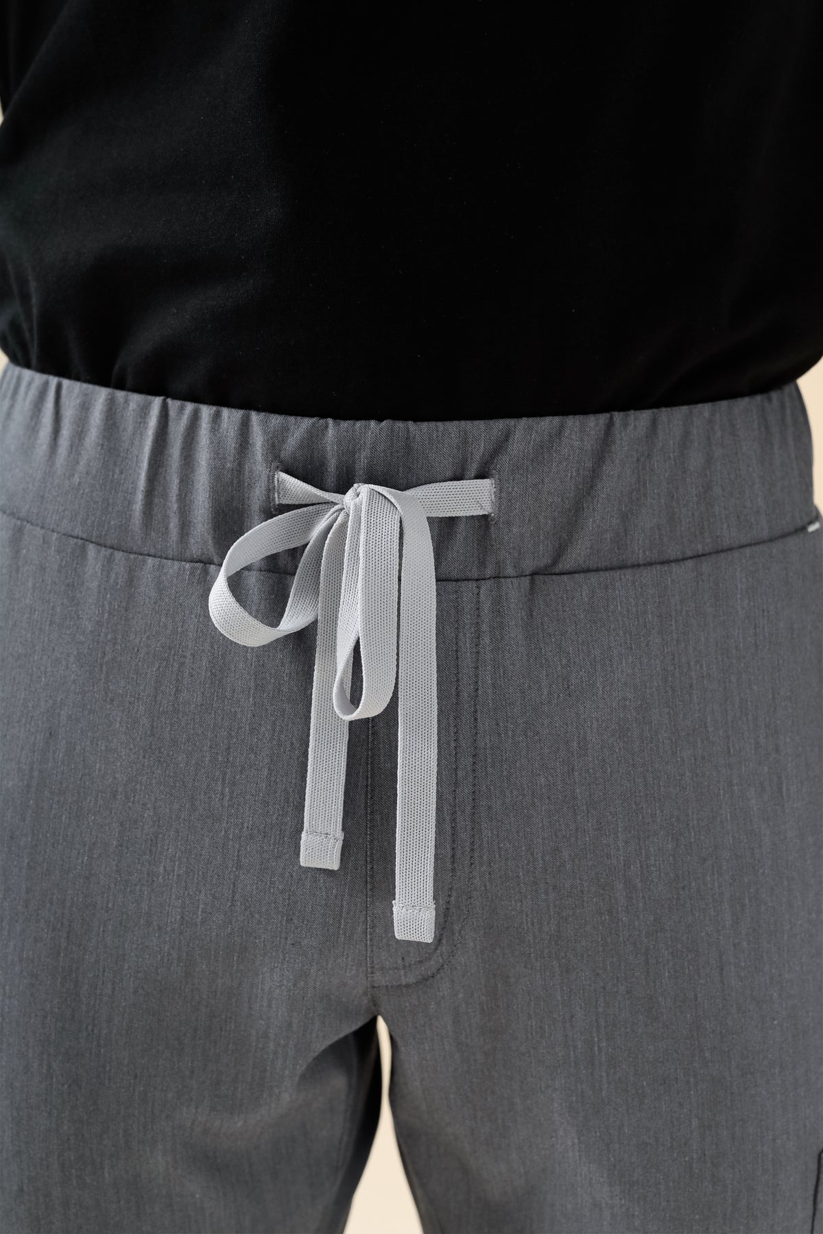 KAERE broek heren - zoom met elastische boord en beenzak grijs melange
