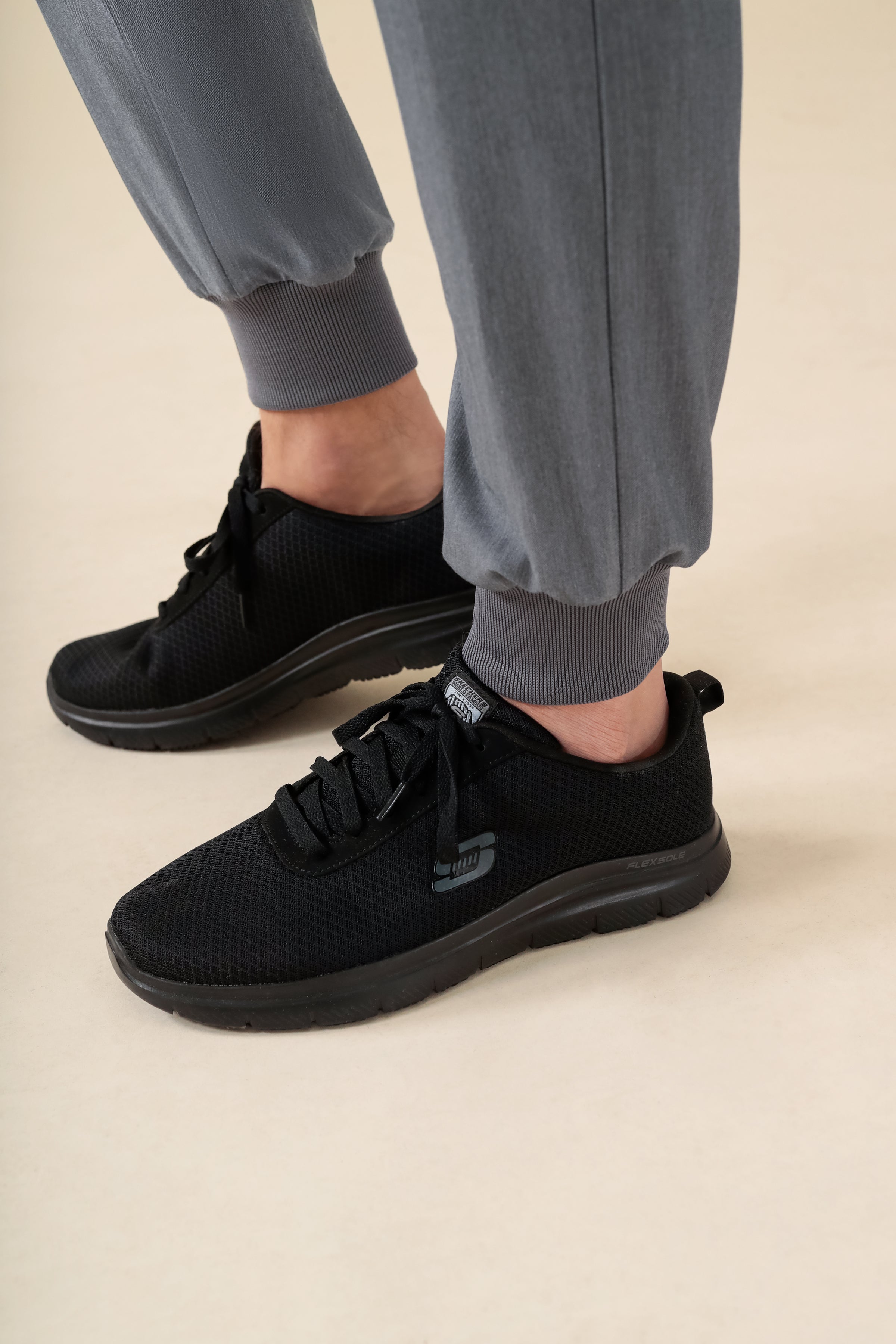 KAERE broek heren - zoom met elastische boord korte maat met beenzak grijs melange