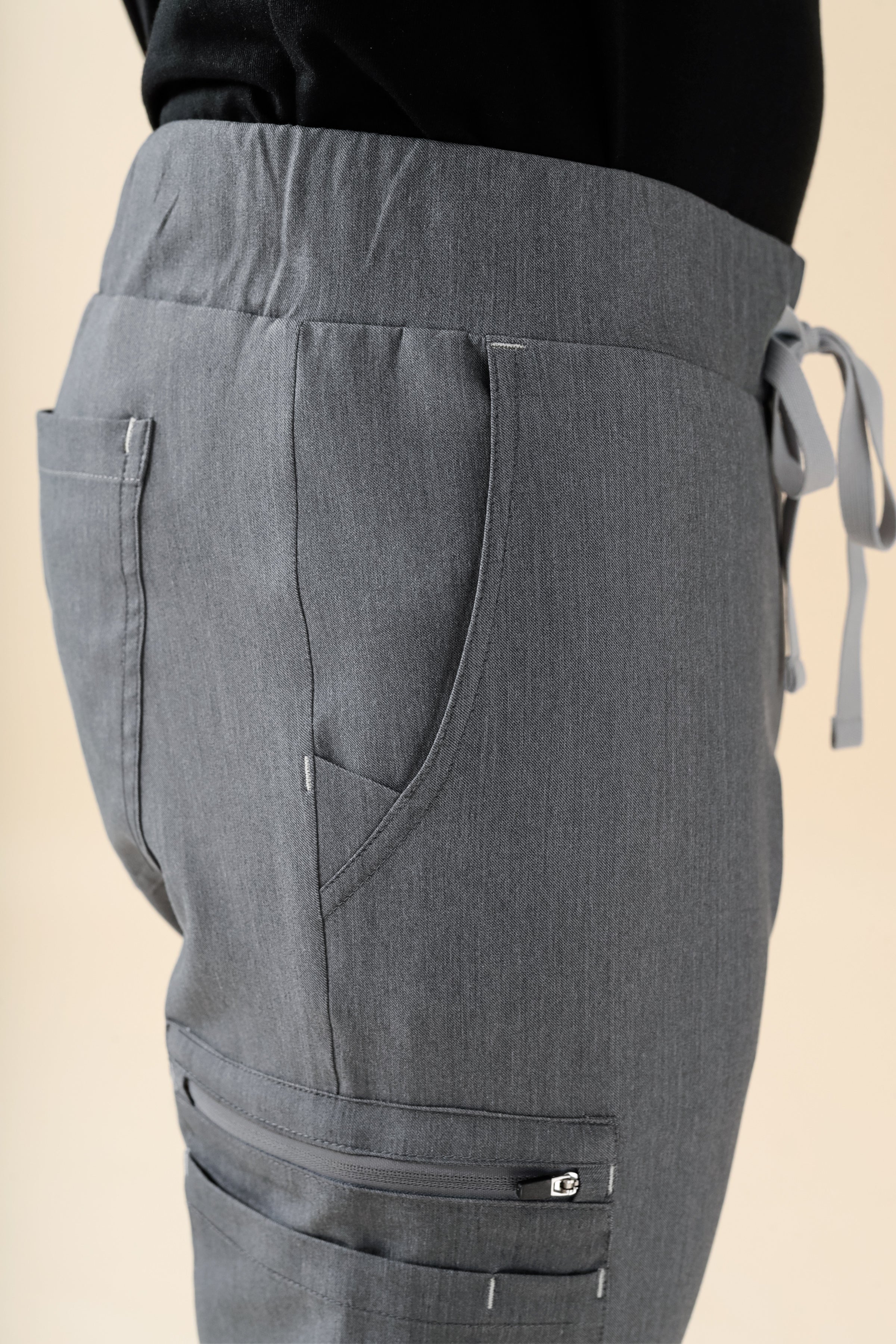 KAERE broek heren - korte maat met beenzak grijs melange