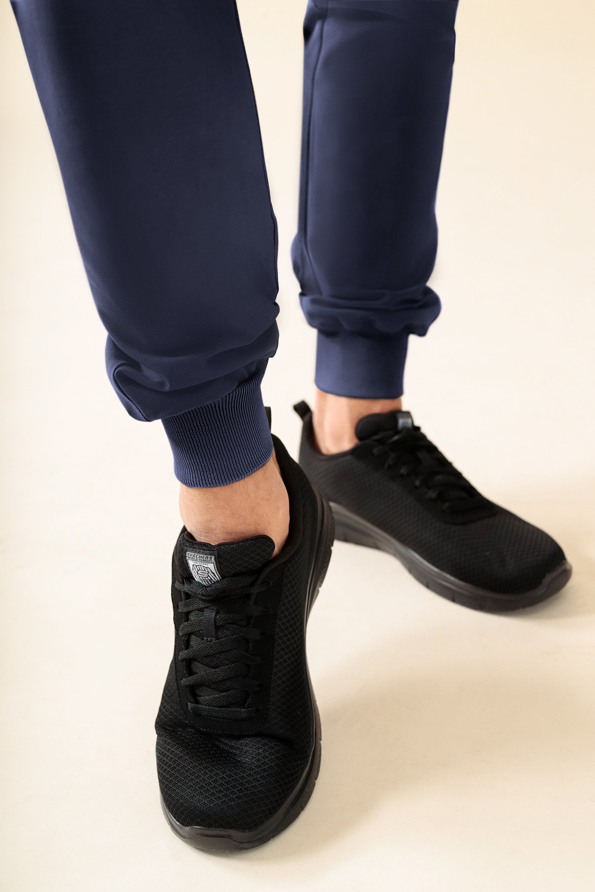 KAERE broek heren - zoom met elastische boord korte maat zonder beenzak navy
