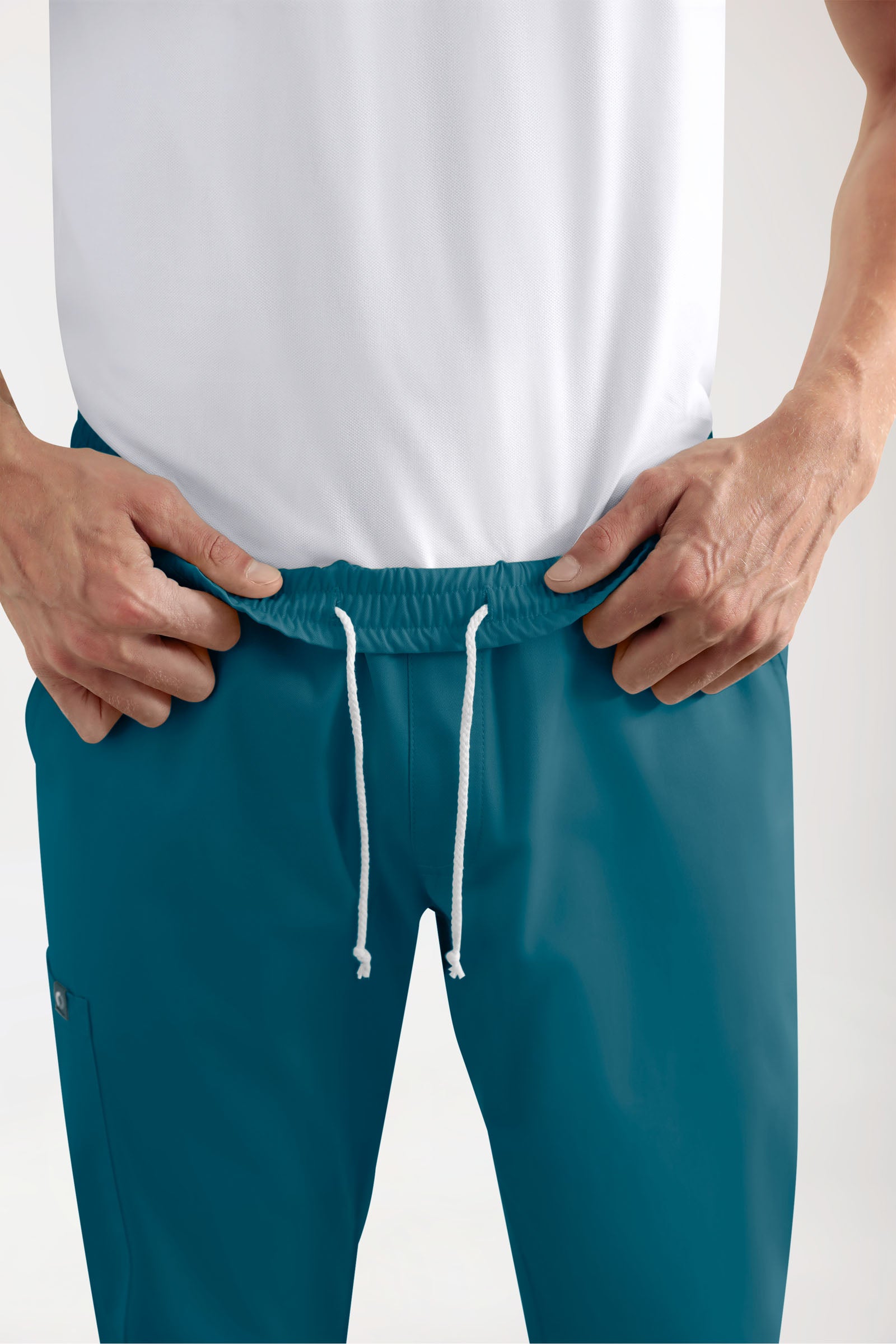 GREEN Stretch broek heren - joggingbroek style petrol