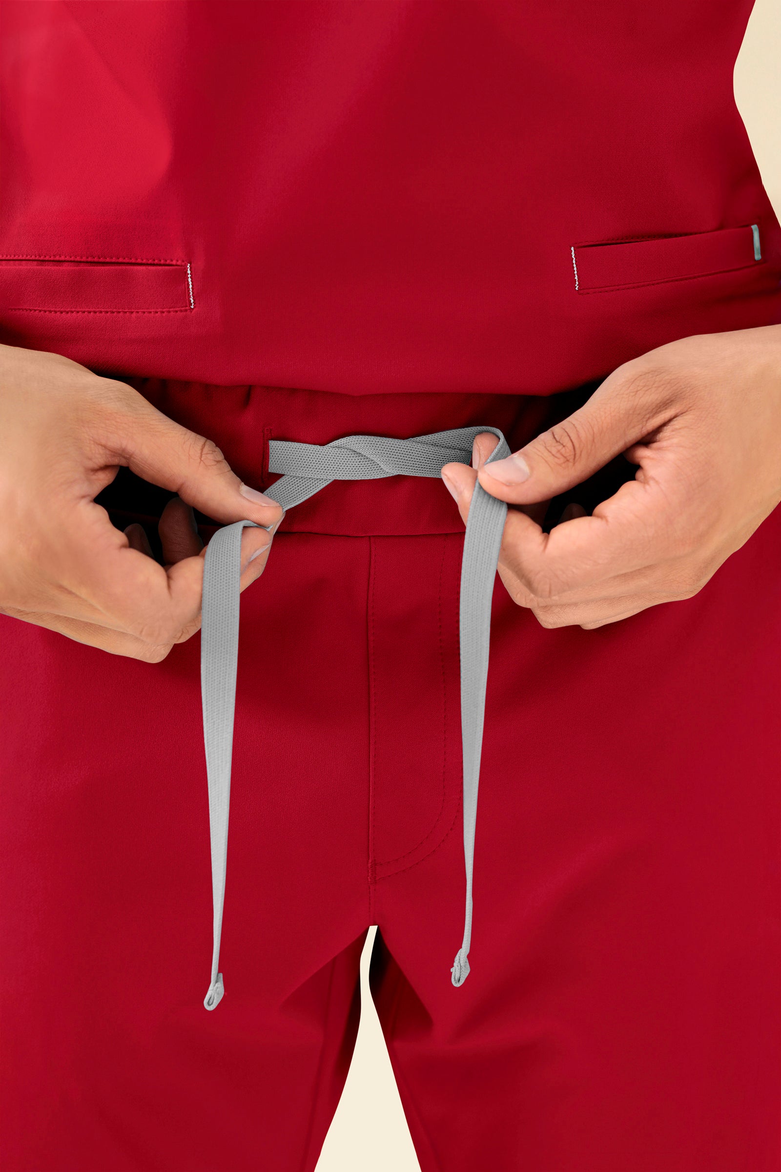 KAERE broek heren - zoom met elastische boord korte maat met beenzak rood