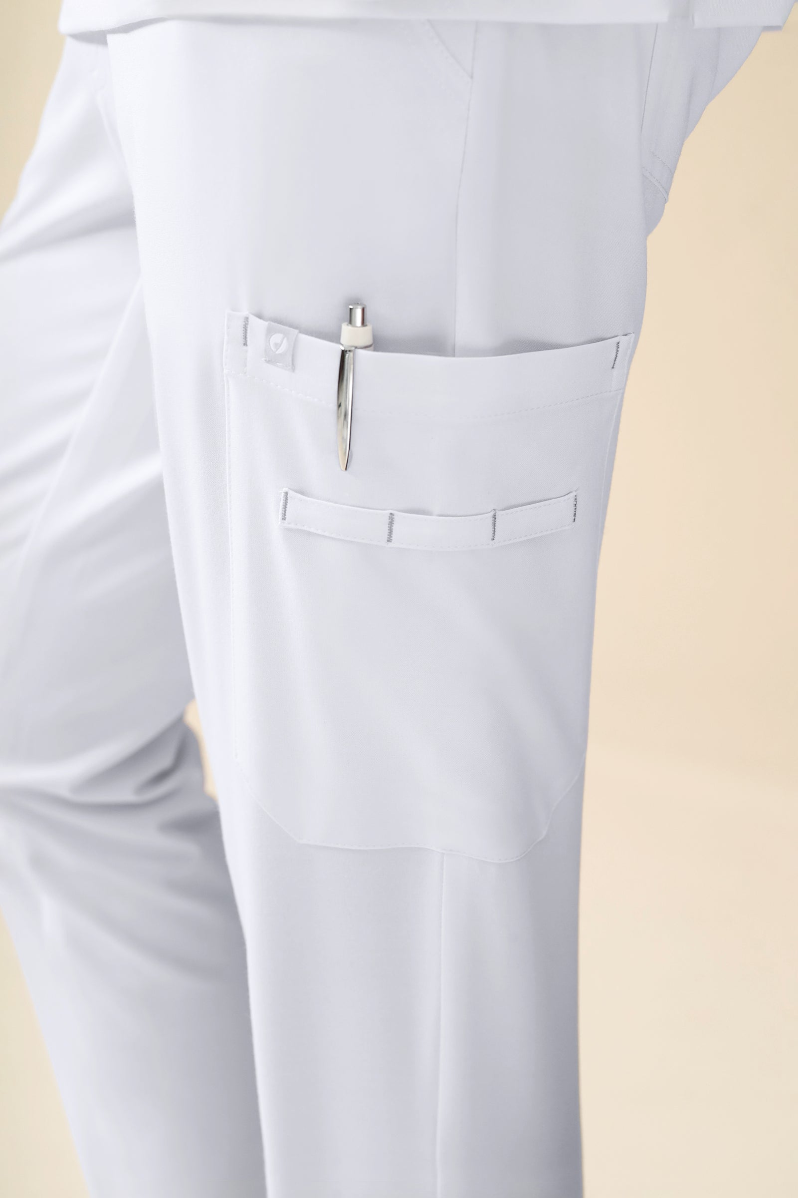 KAERE broek heren - zoom met elastische boord en beenzak wit