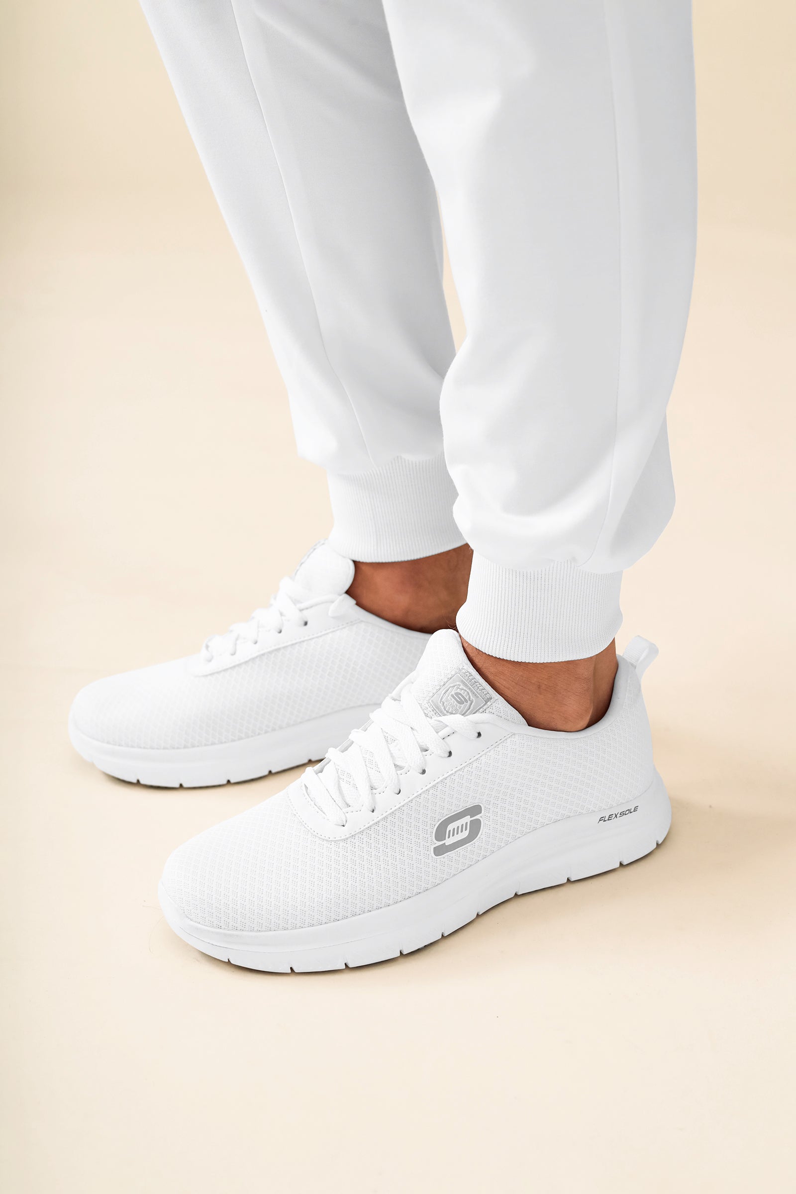 KAERE broek heren - zoom met elastische boord en beenzak wit