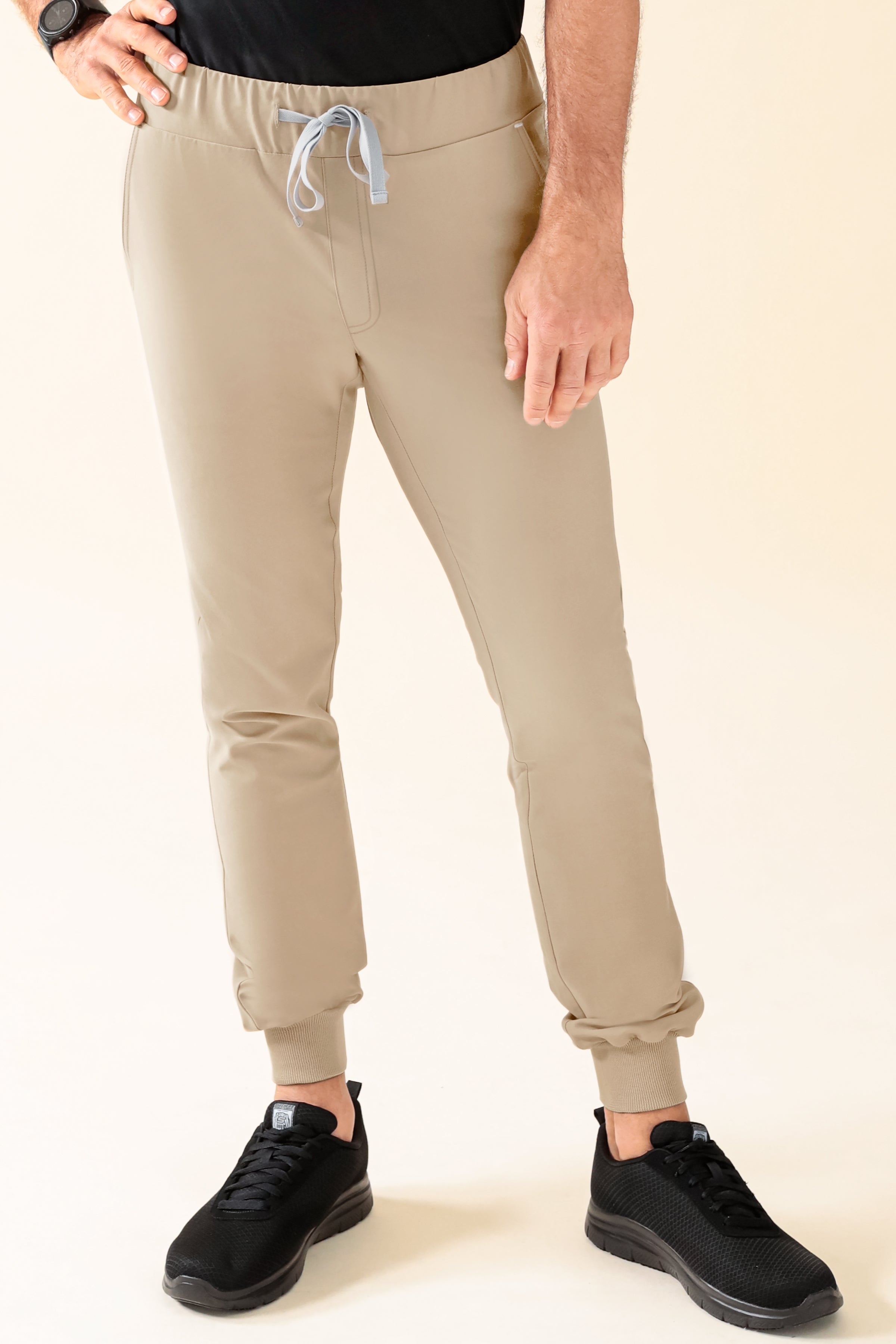 KAERE broek heren - zoom met elastische boord zonder beenzak zand