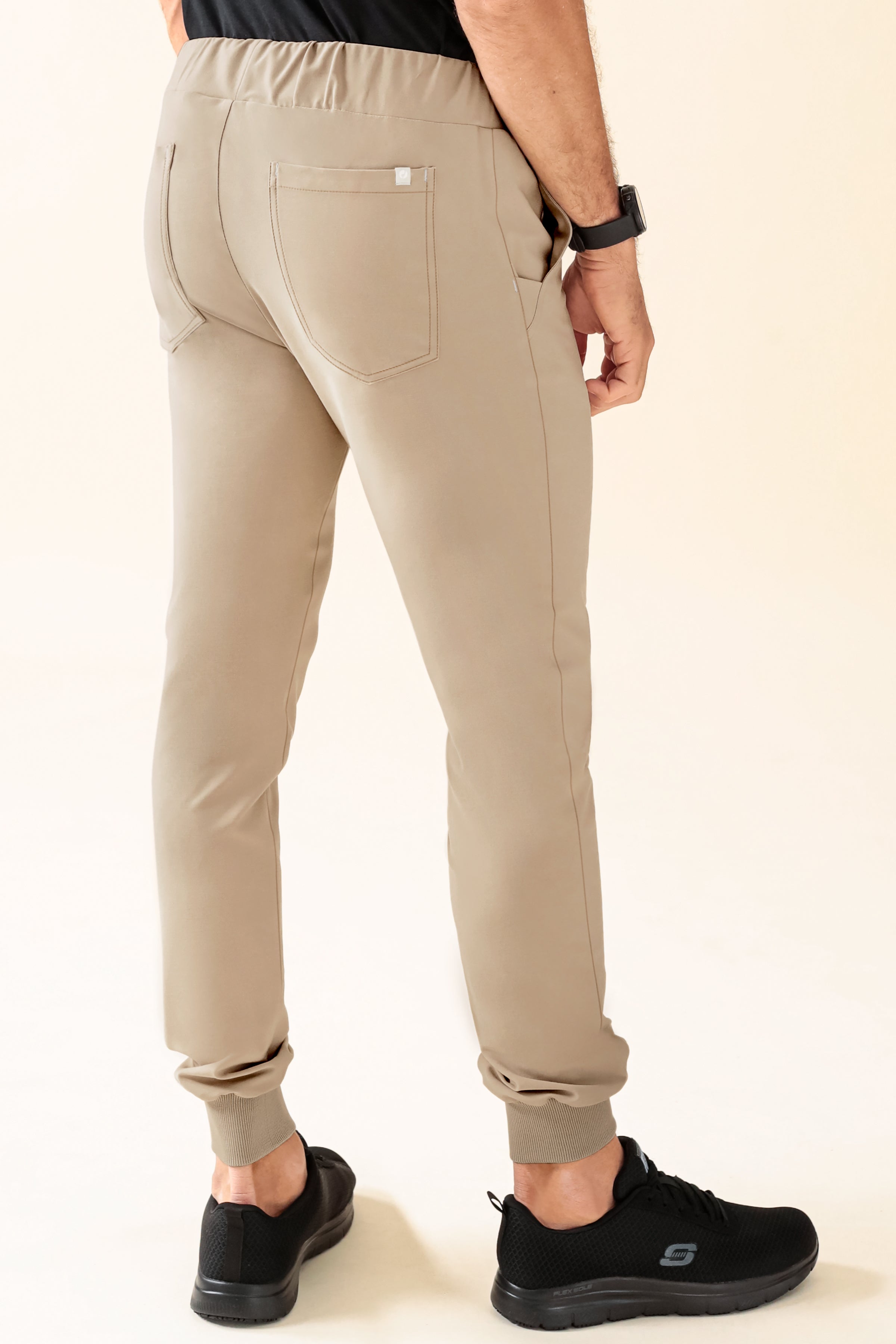 KAERE broek heren - zoom met elastische boord zonder beenzak zand