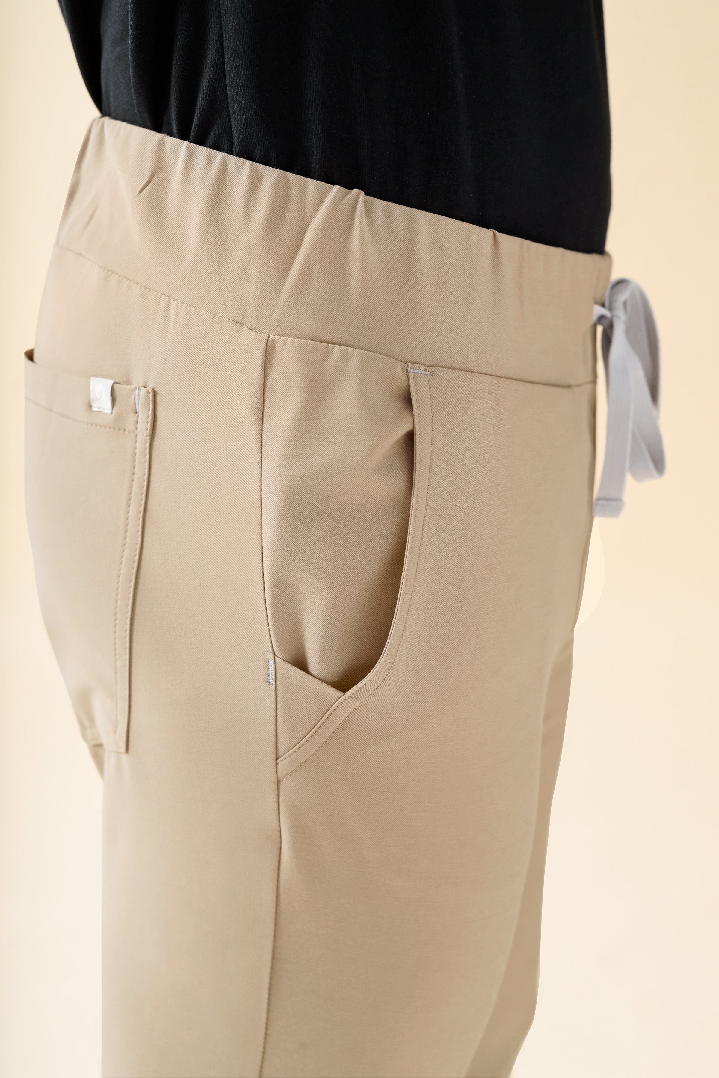 KAERE broek heren - zoom met elastische boord zonder beenzak zand