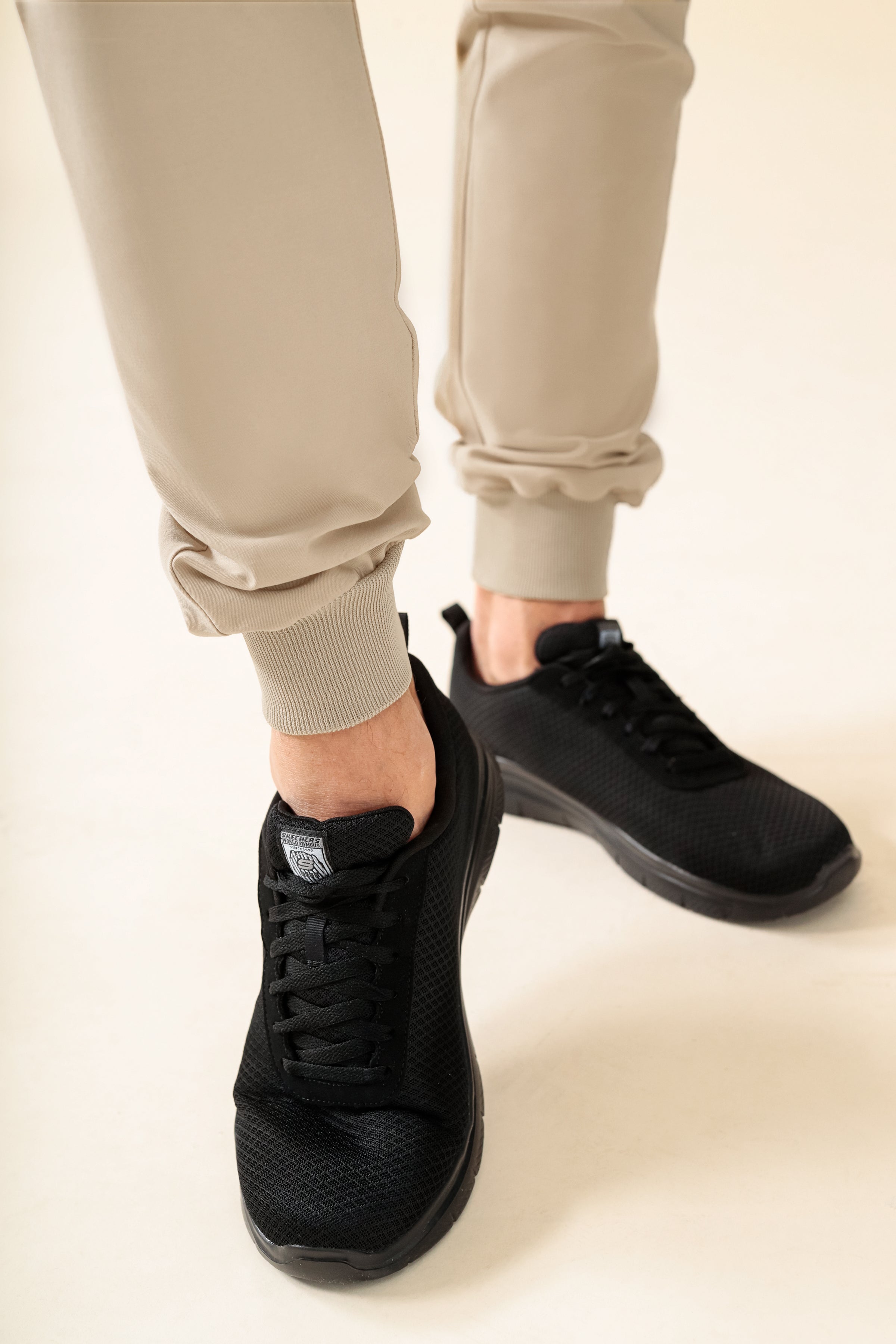 KAERE broek heren - zoom met elastische boord zonder beenzak zand