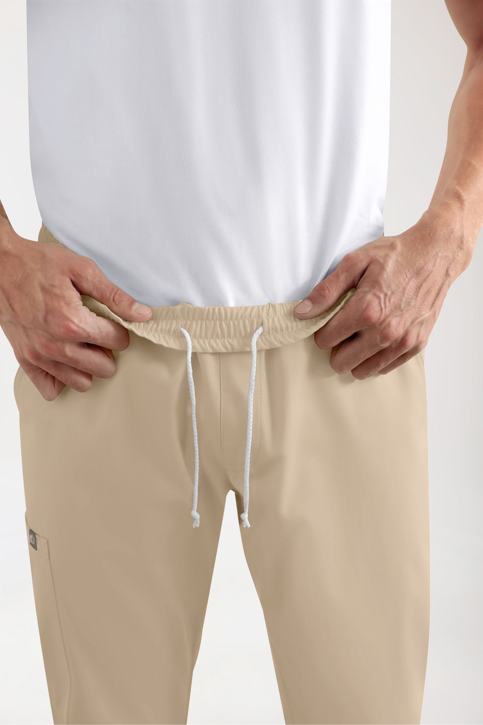 GREEN Stretch broek heren - joggingbroek style zand