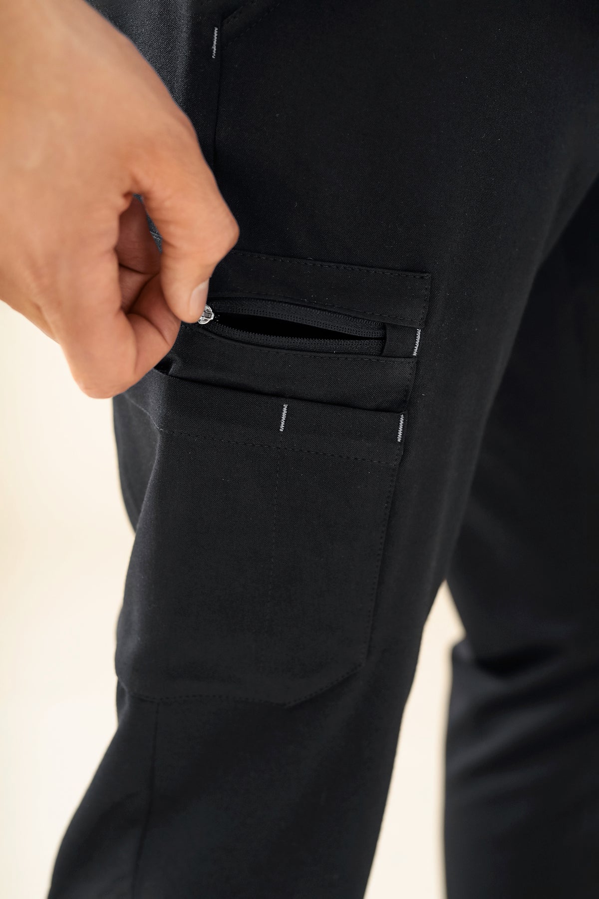 KAERE broek heren - zoom met elastische boord en beenzak zwart