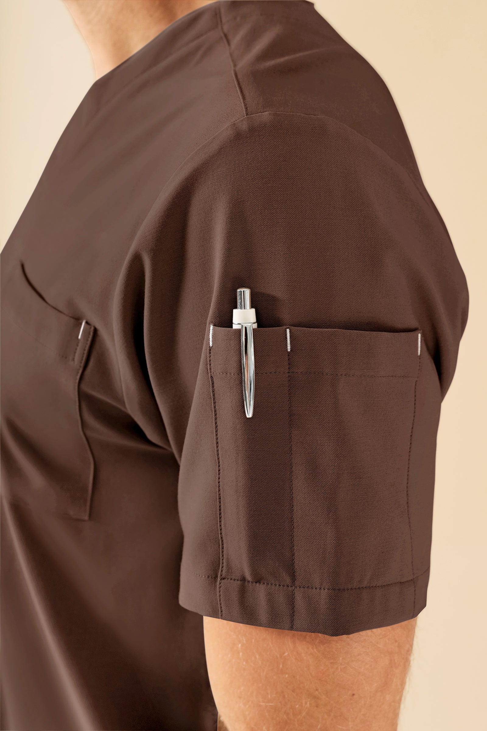 KAERE oversteektuniek heren - V-hals coffee