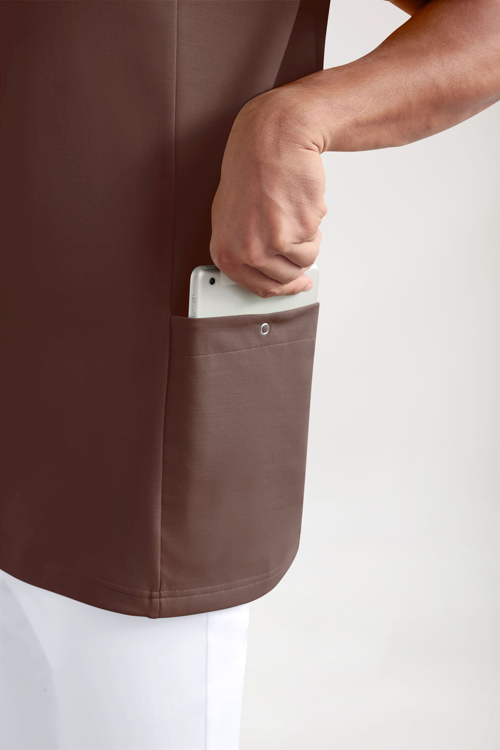 COMFY FLEX Stretch oversteektuniek heren - polokraag coffee