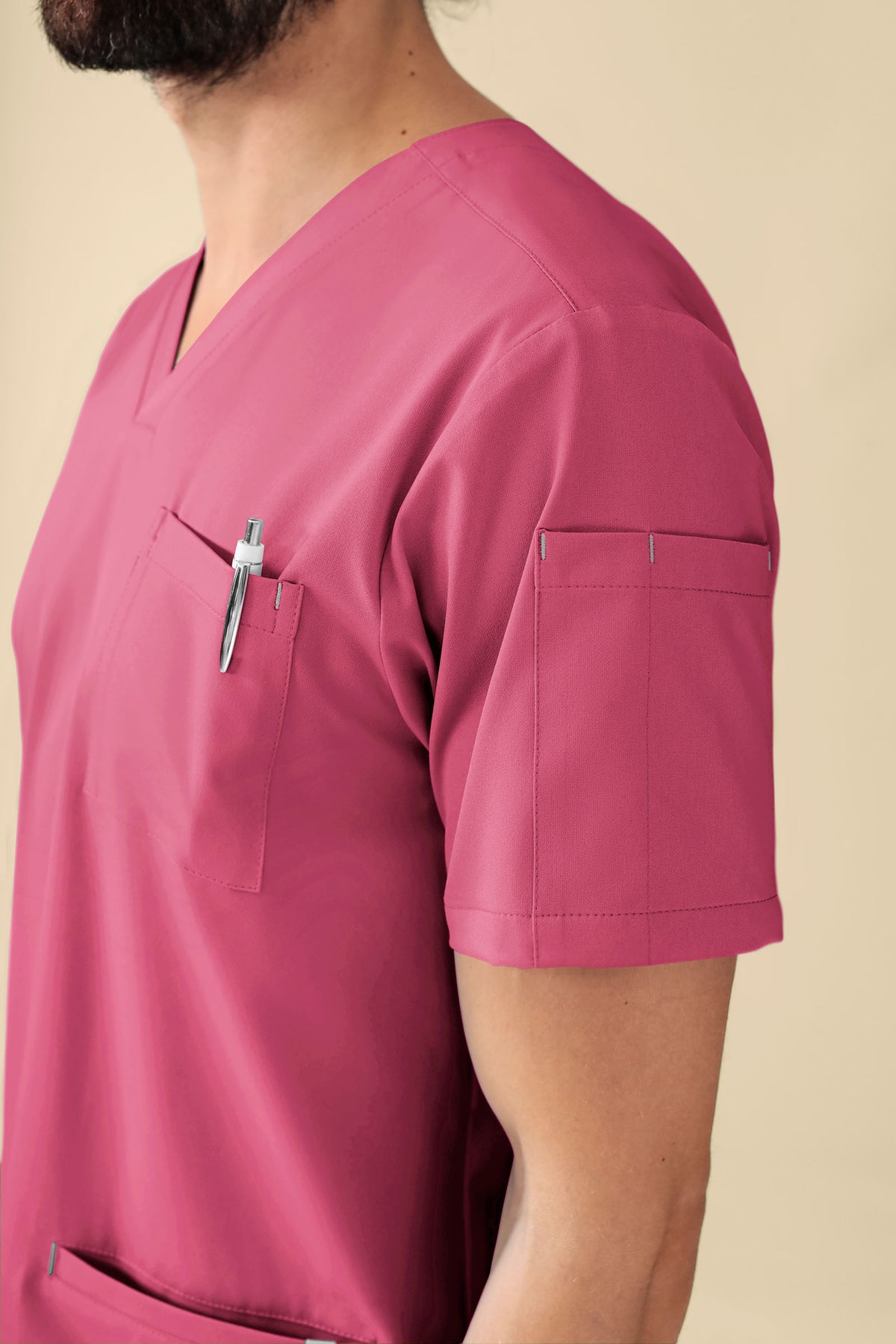 KAERE oversteektuniek heren - V-hals oud rose