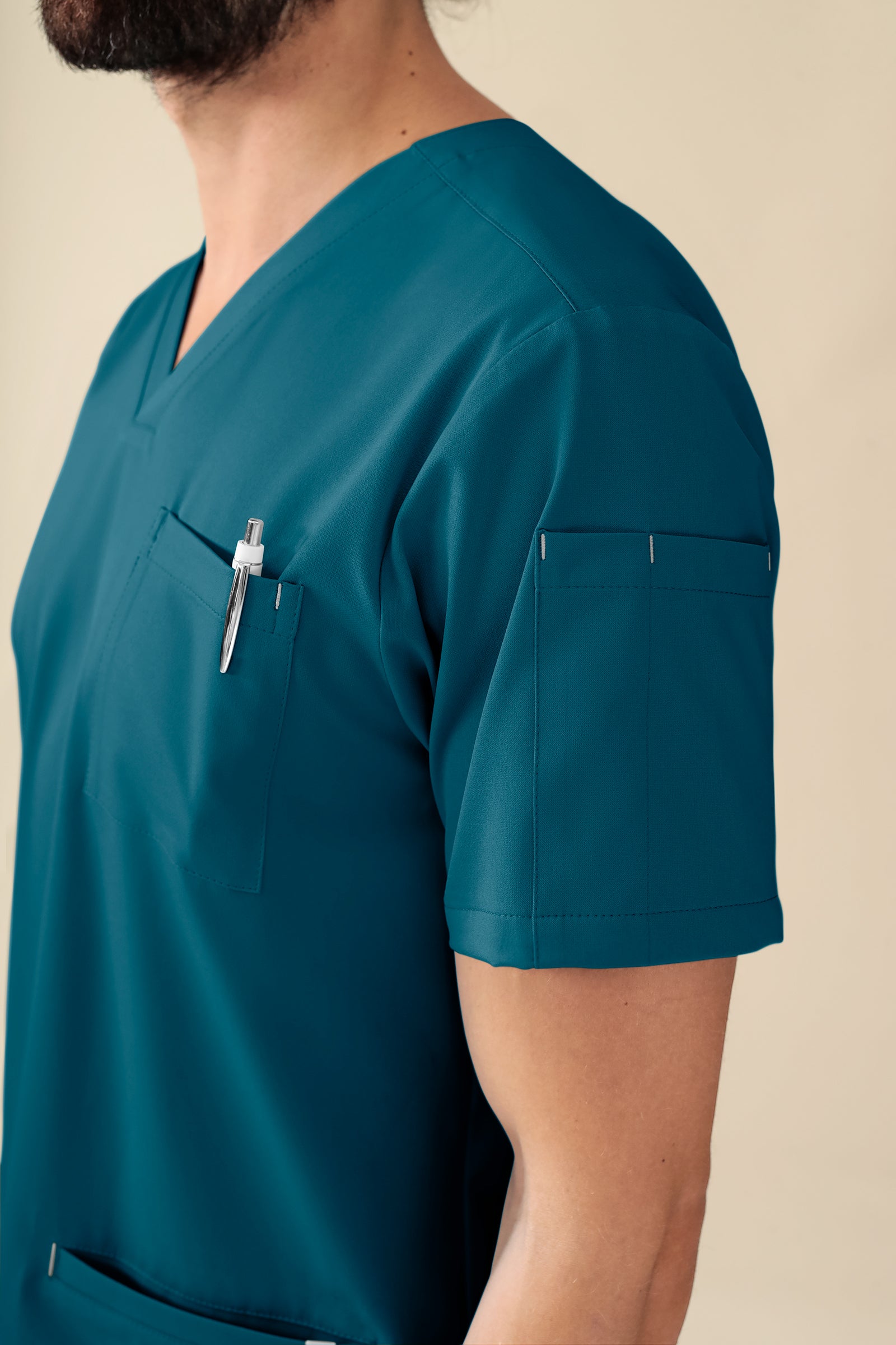 KAERE oversteektuniek heren - V-hals petrol