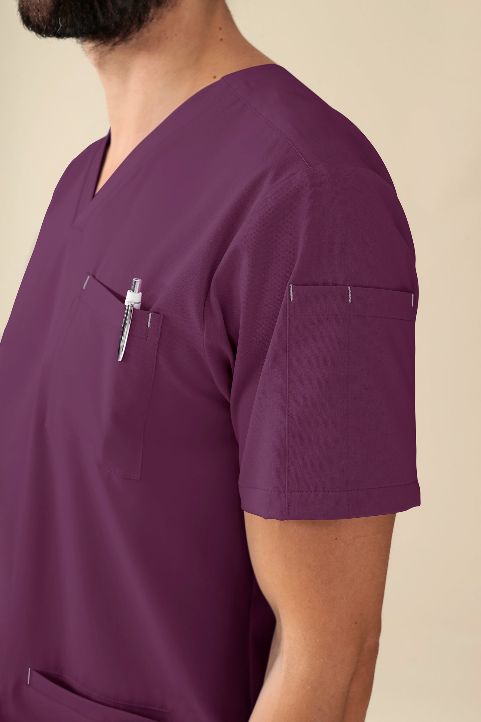 KAERE oversteektuniek heren - V-hals pruimen