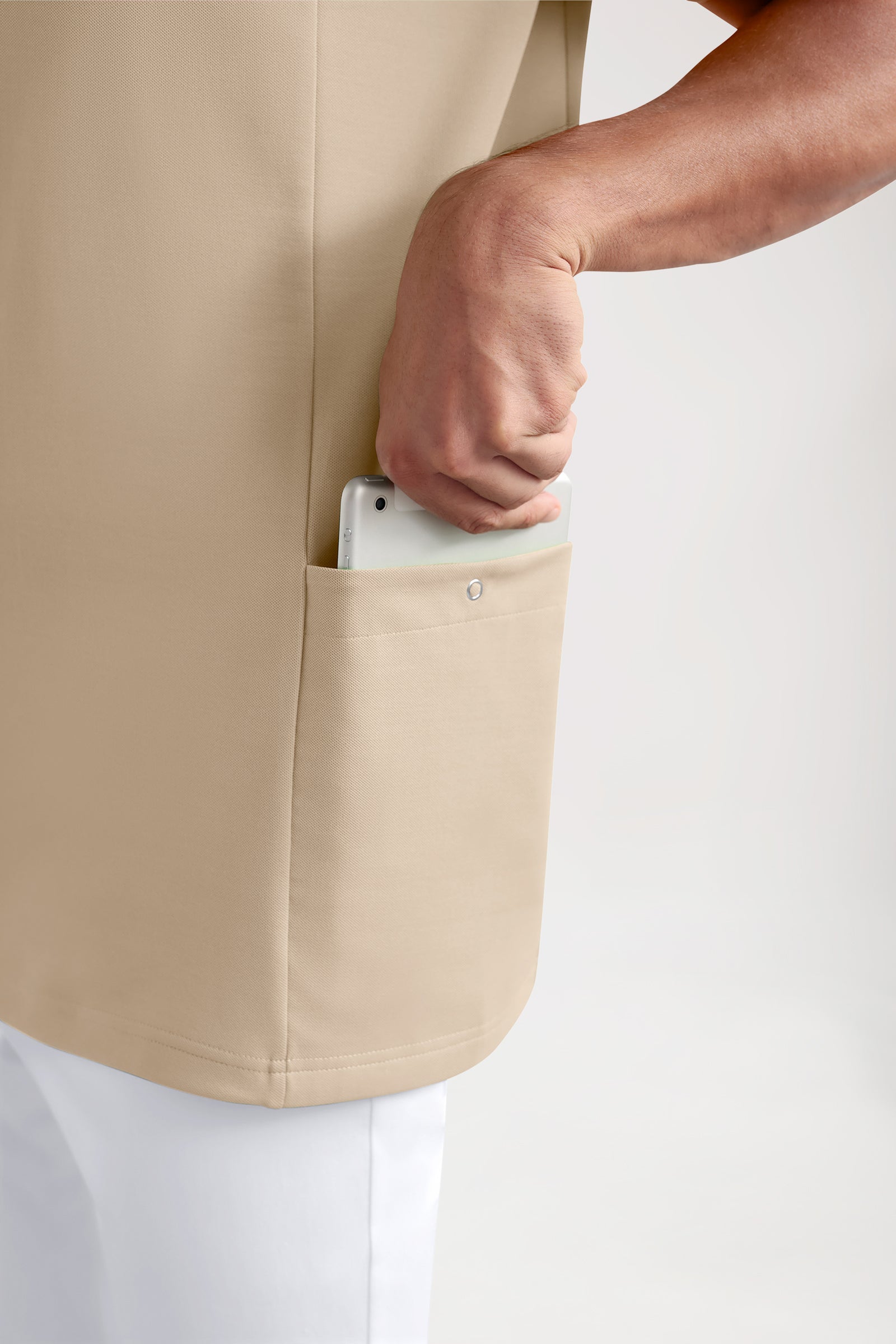 COMFY FLEX Stretch oversteektuniek heren - polokraag zand