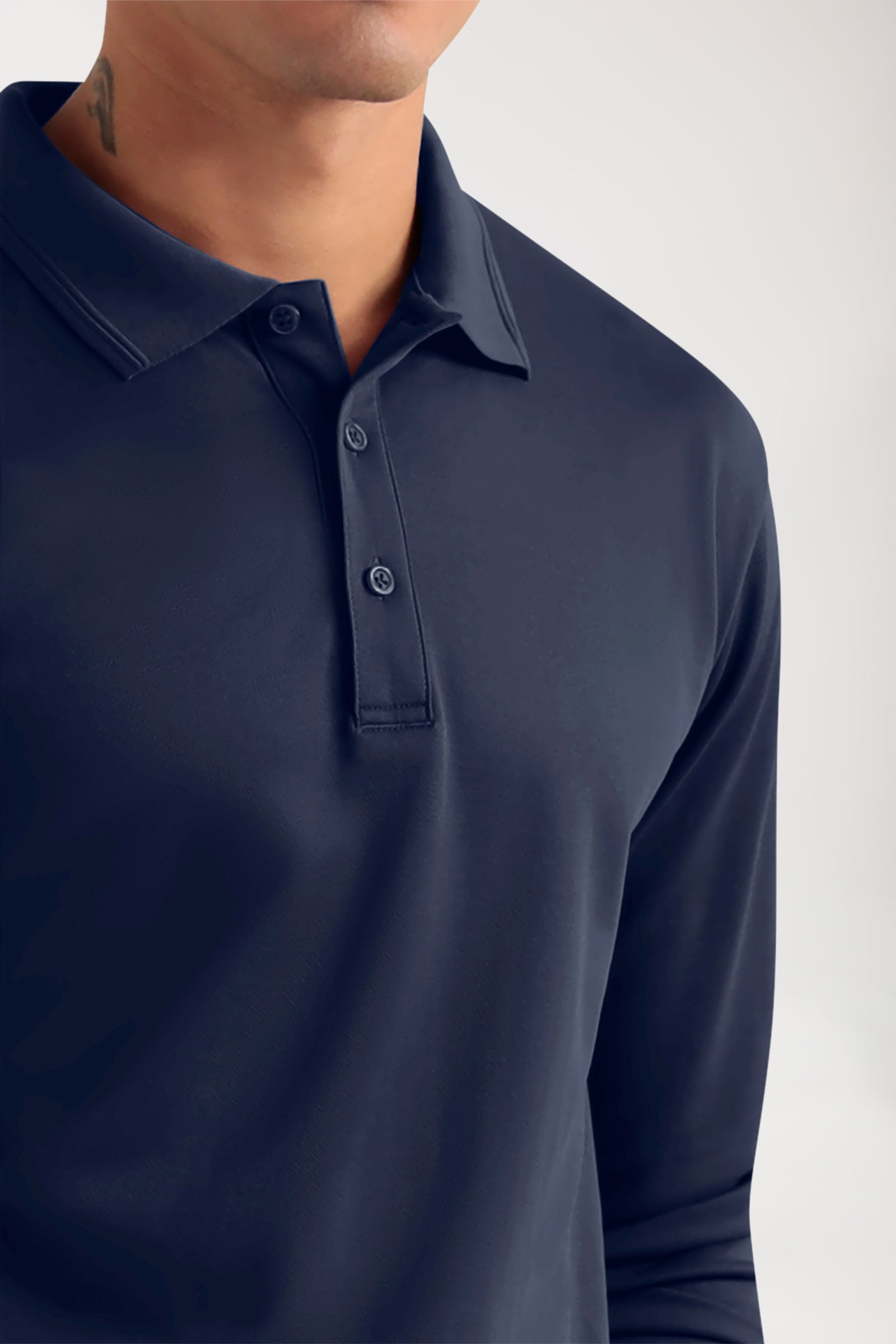 COMFY FLEX stretch longsleeve heren - polokraag navy