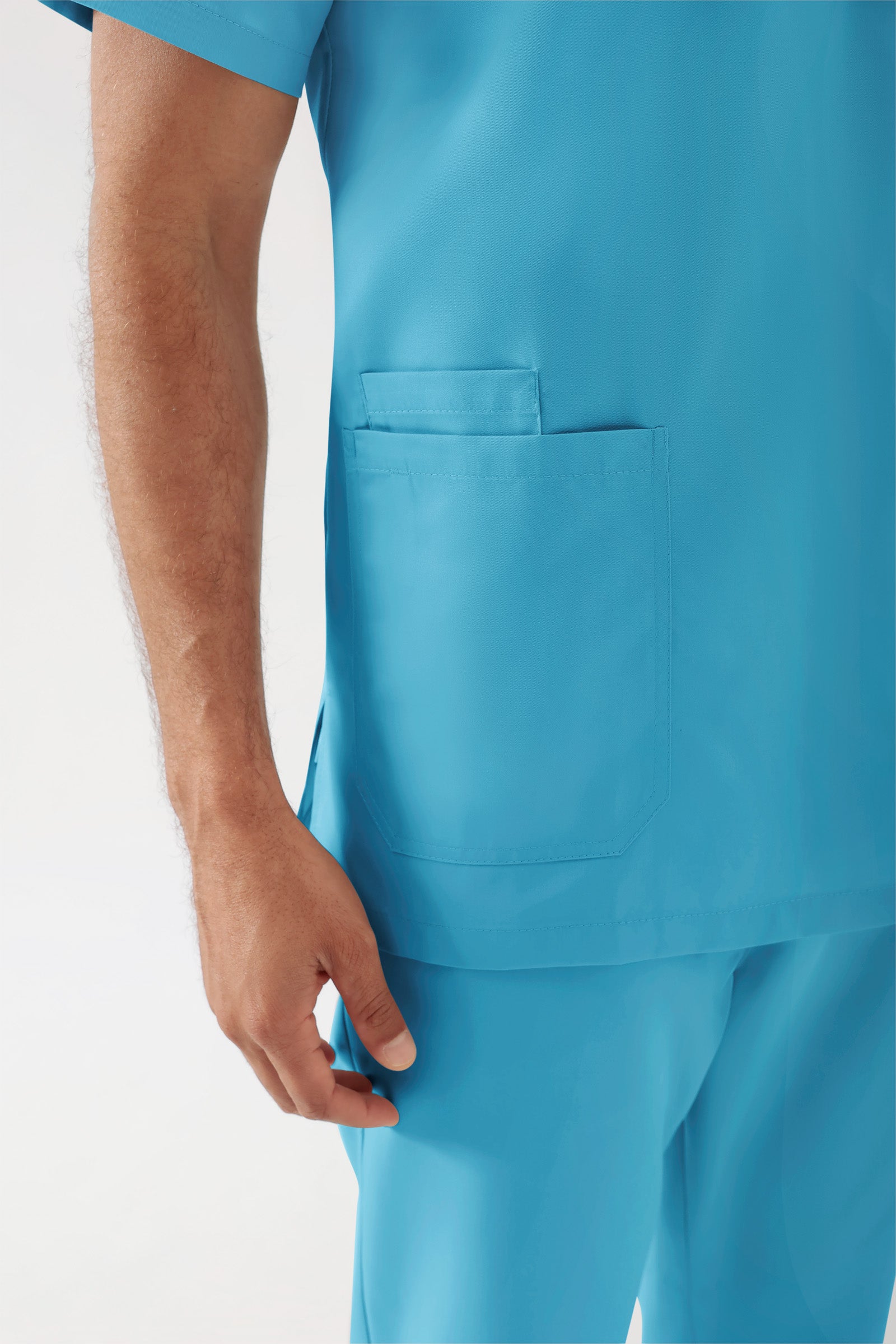 TENCEL™ oversteektuniek heren - V-hals donker turquoise