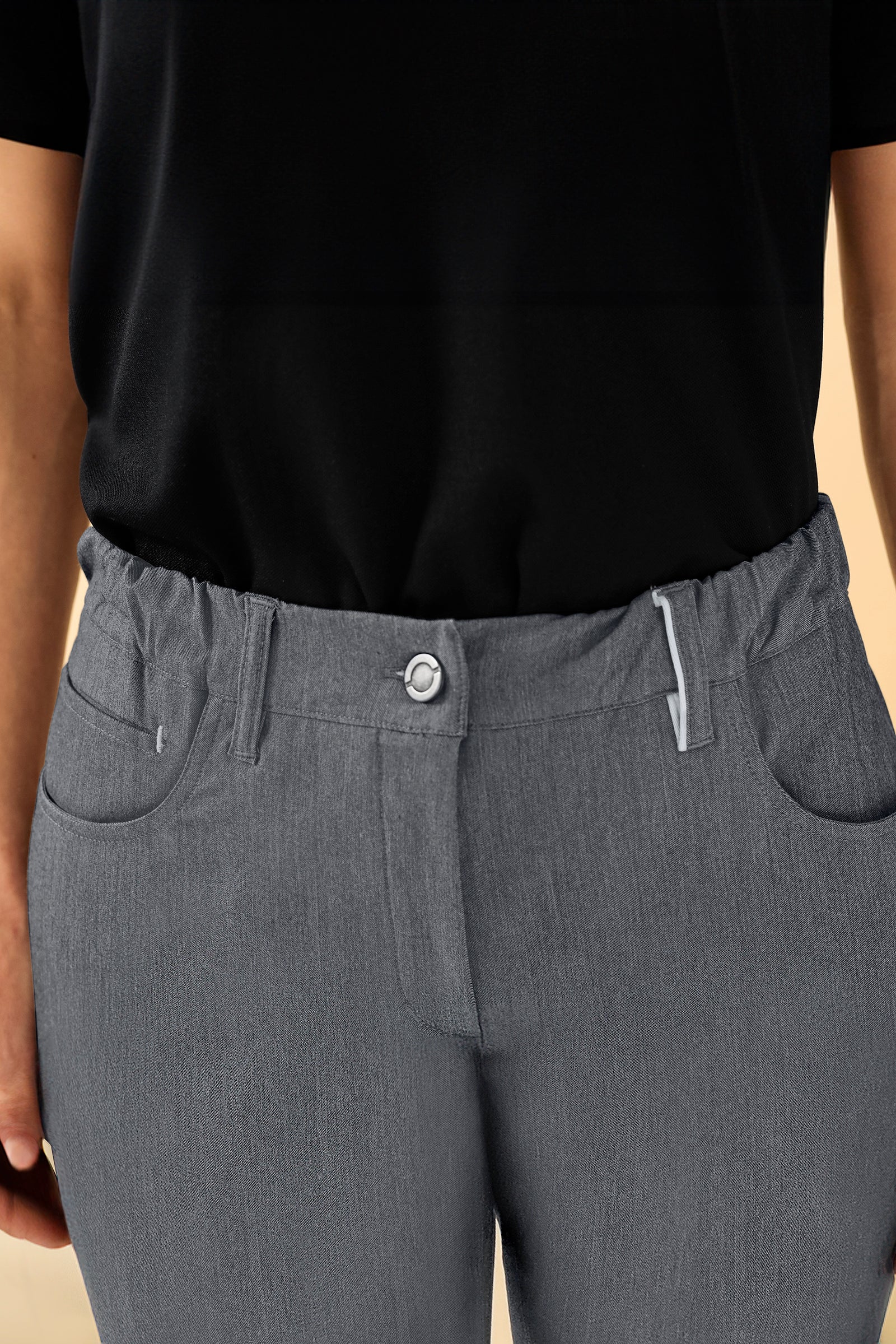 KAERE Damesbroek - 5-pocket donkergrijs melange