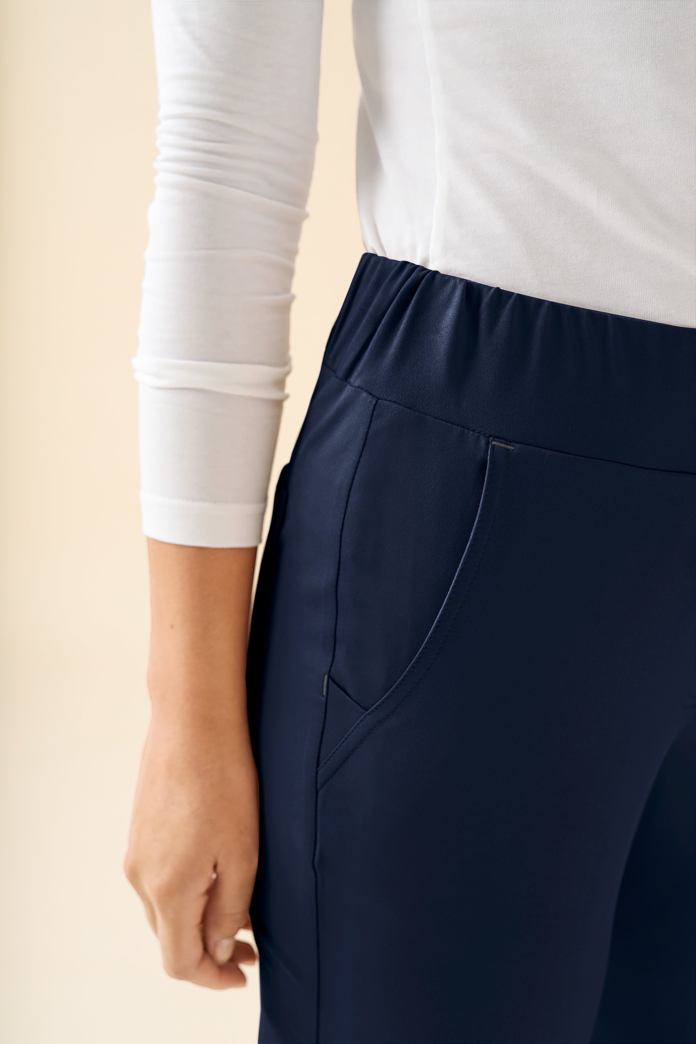 KAERE broek dames - zoom met elastische boord zonder beenzak navy