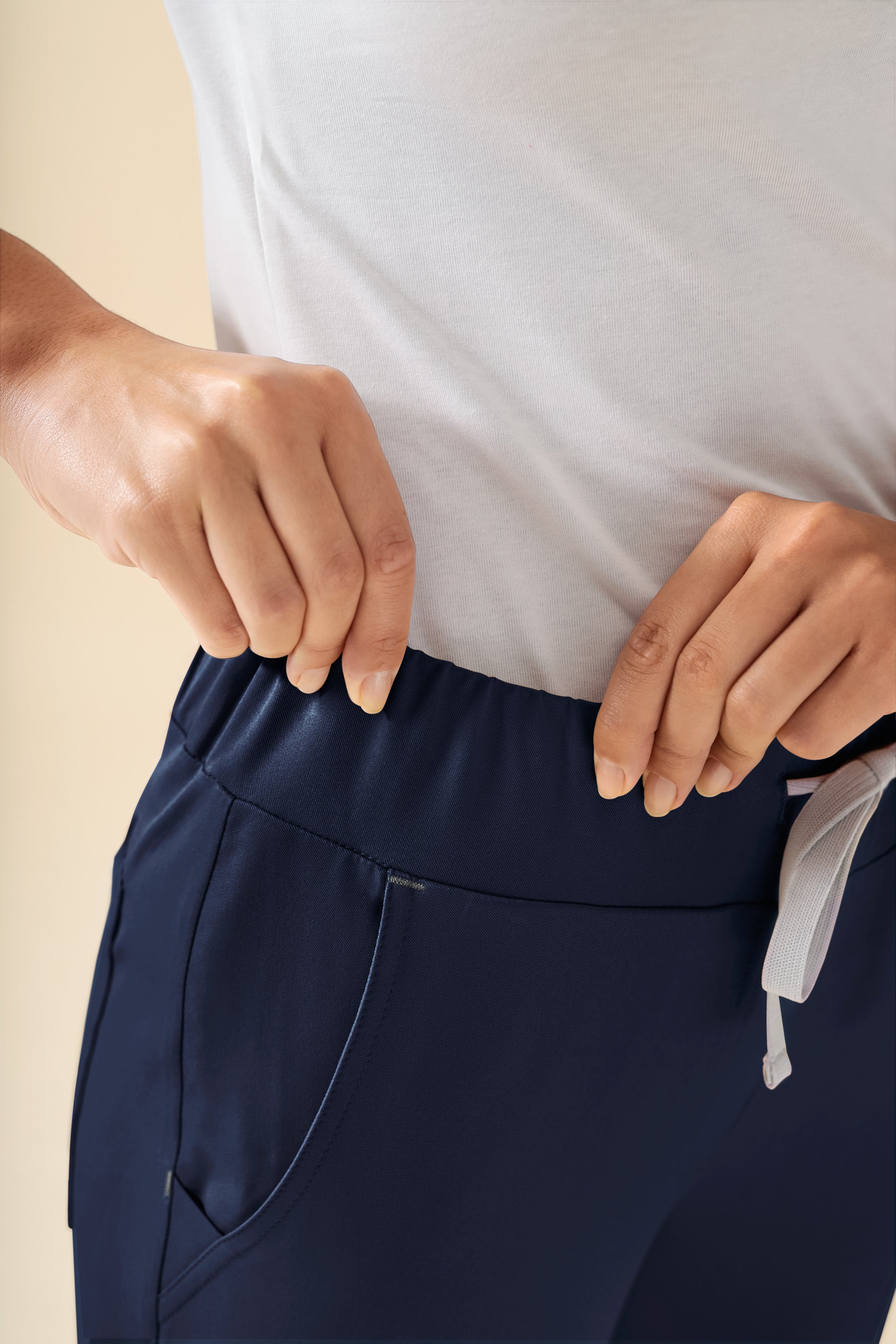 KAERE broek dames - zoom met elastische boord zonder beenzak navy