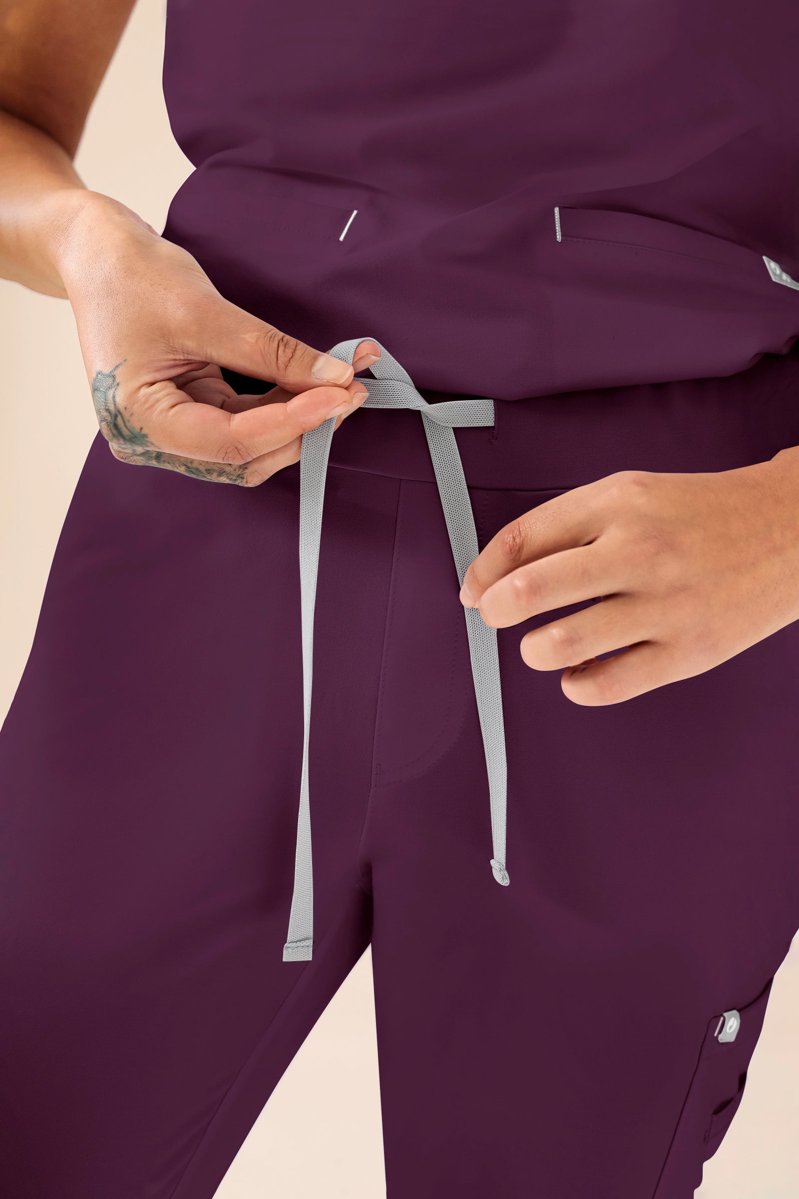 KAERE broek dames - zoom met elastische boord en beenzak pruimen