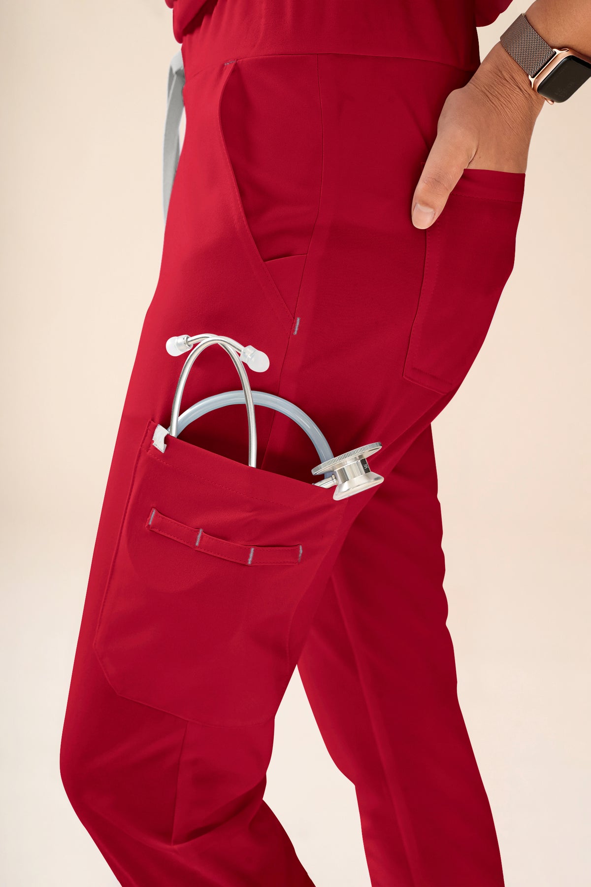 KAERE broek dames - zoom met elastische boord en beenzak rood