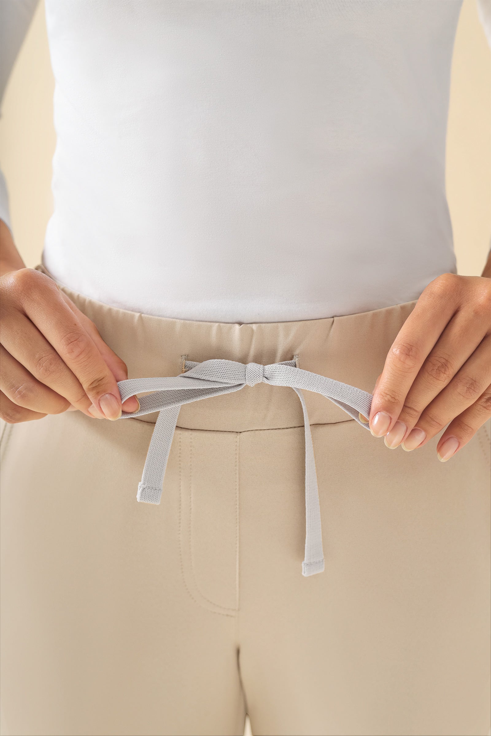 KAERE broek dames - zoom met elastische boord zonder beenzak zand