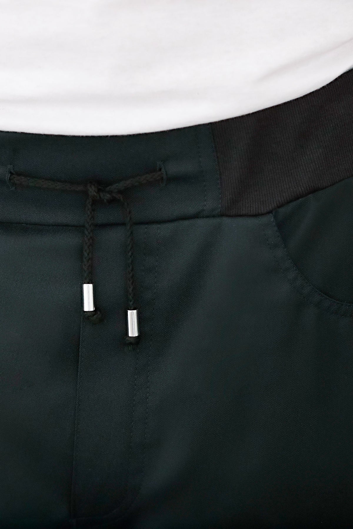 Broek voor dames met gebreide tailleband in zwart
