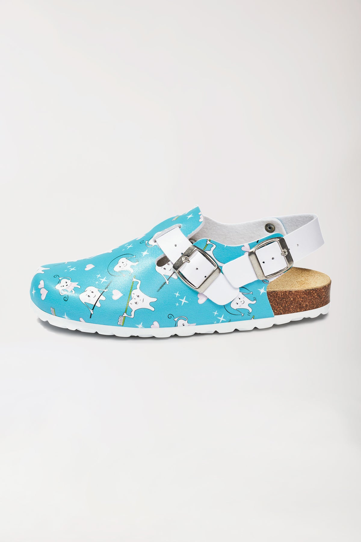 Dames muil turquoise/wit