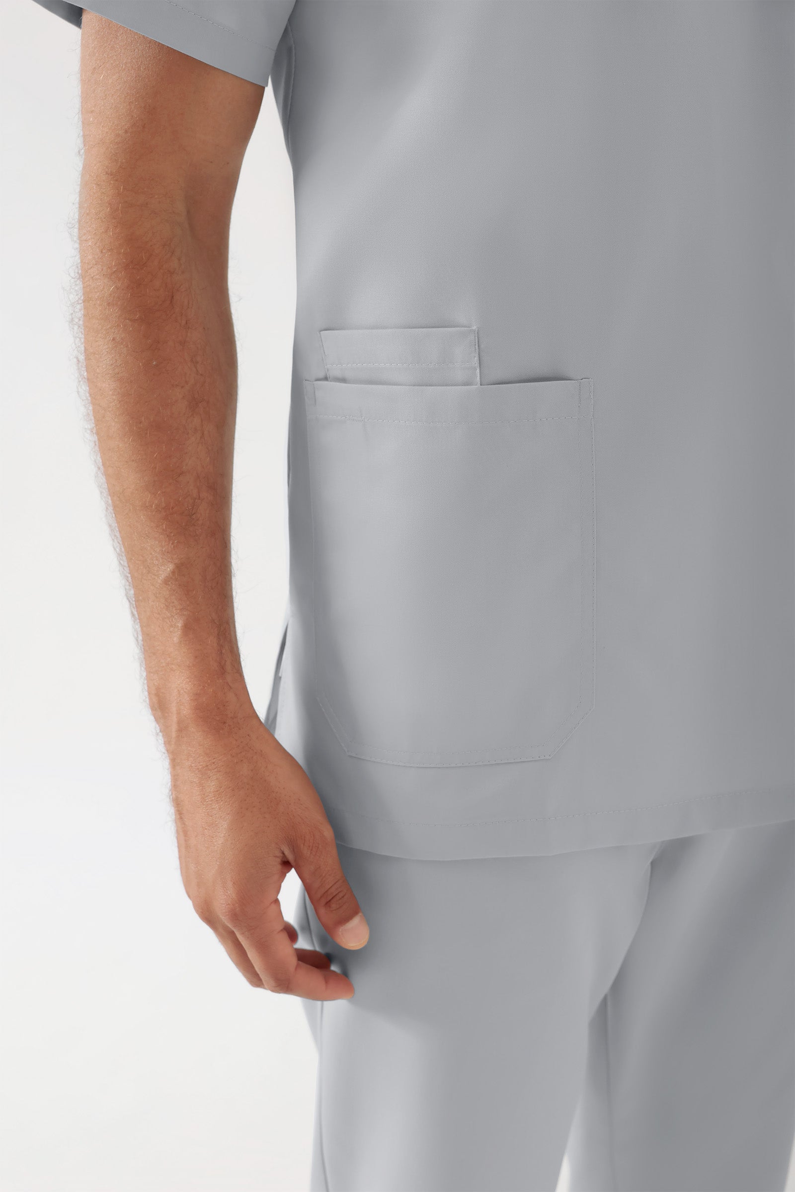 TENCEL™ oversteektuniek heren - V-hals parelgrijs
