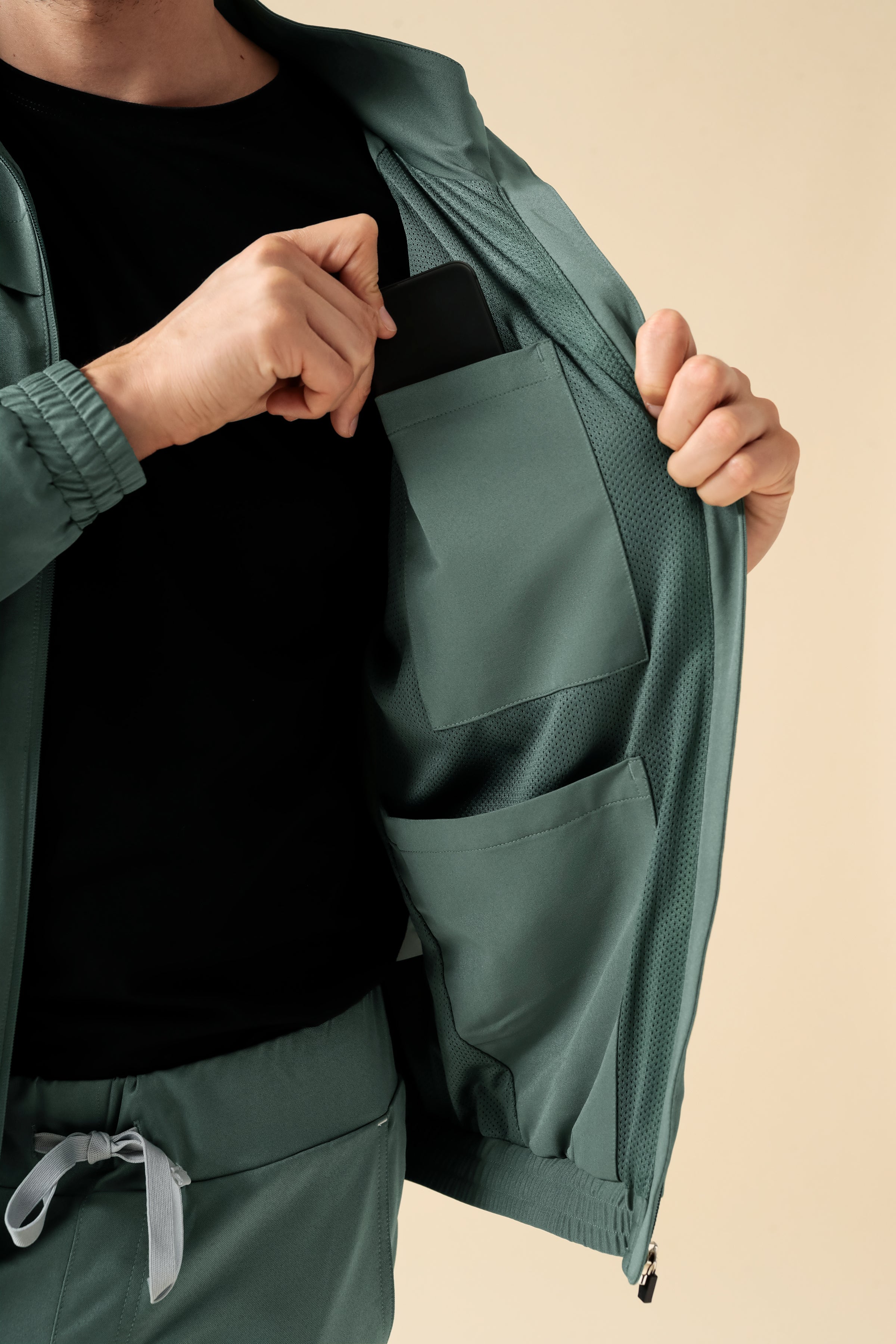 KAERE blouson heren - met elastische manchetten donkergroen