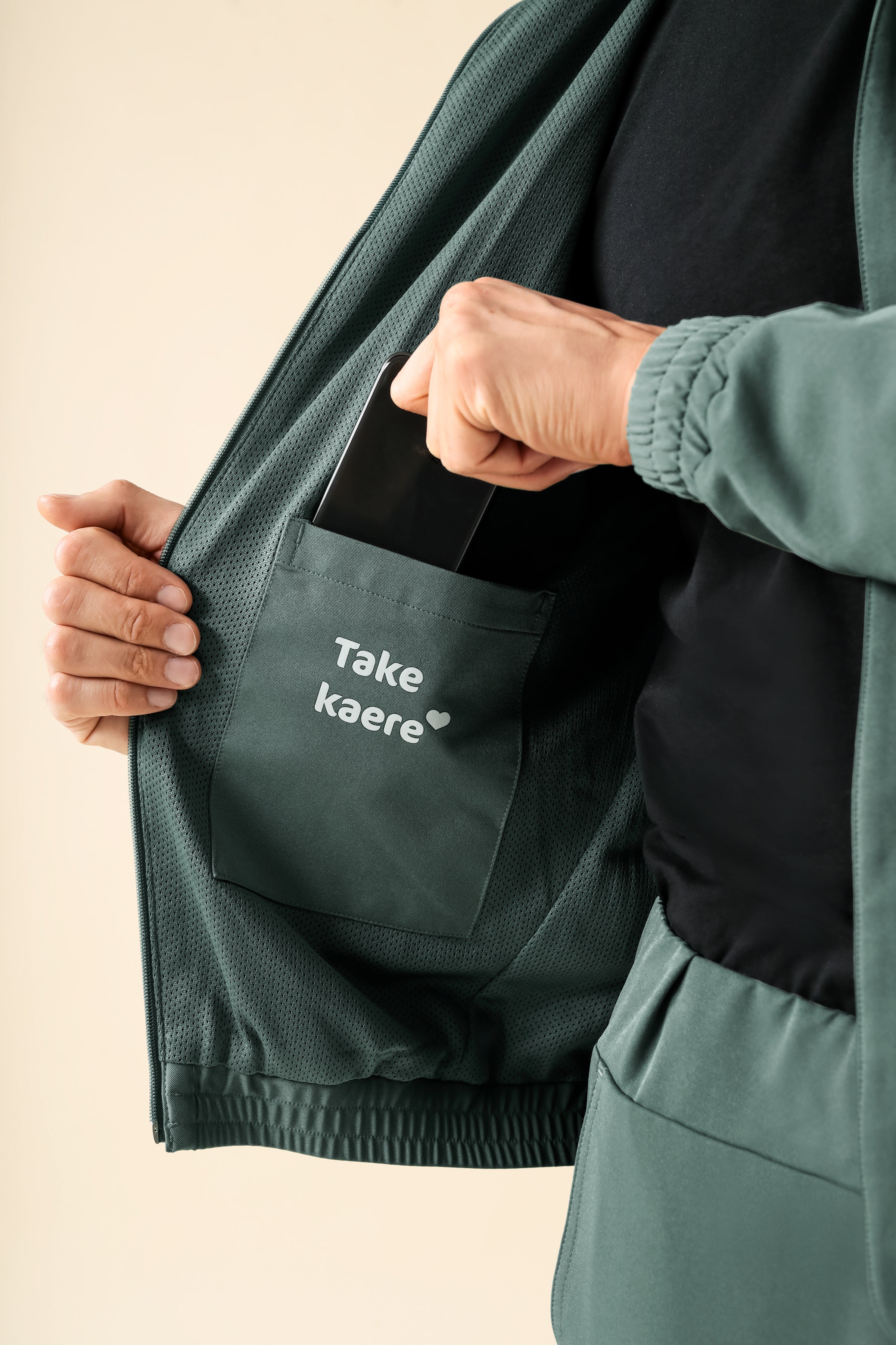 KAERE blouson heren - met elastische manchetten donkergroen