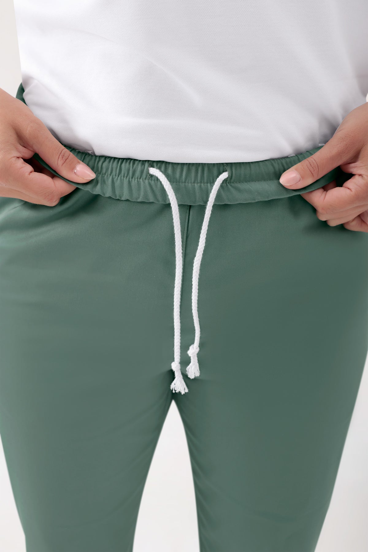 GREEN Stretch broek Unisex - elastische boord donkergroen