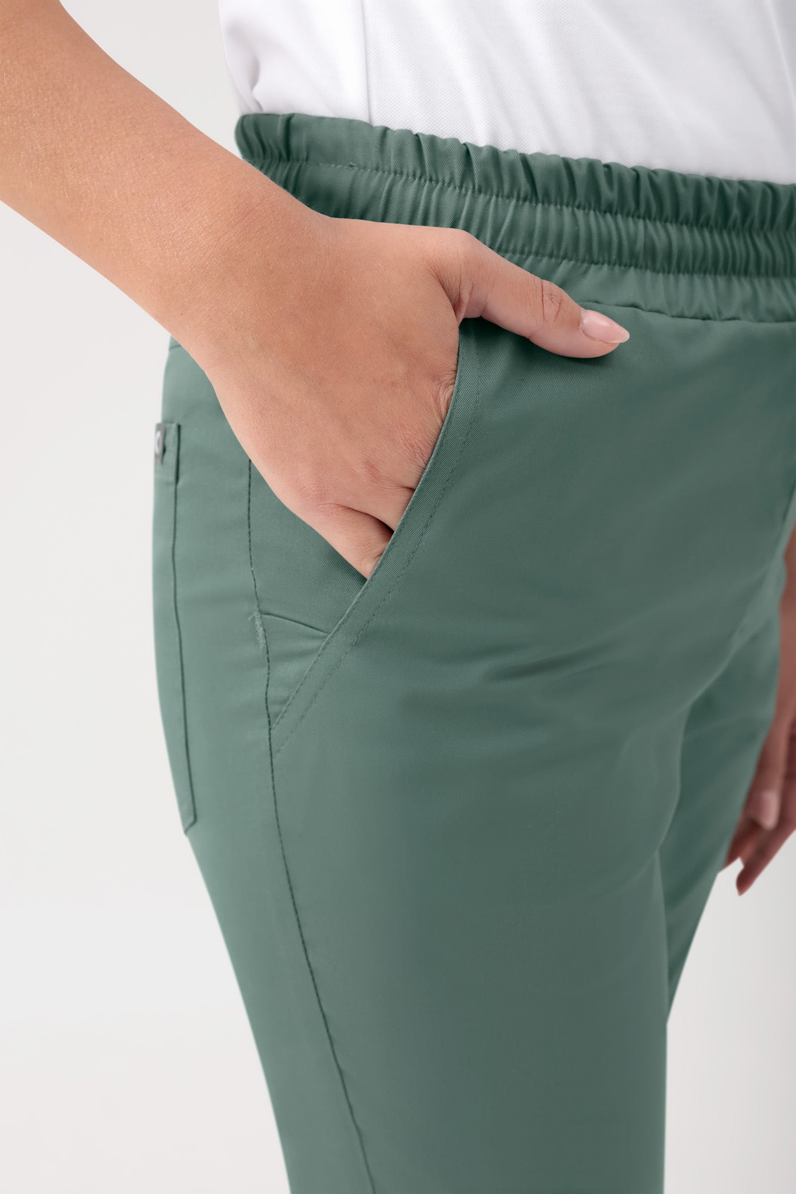 GREEN Stretch broek Unisex - elastische boord donkergroen