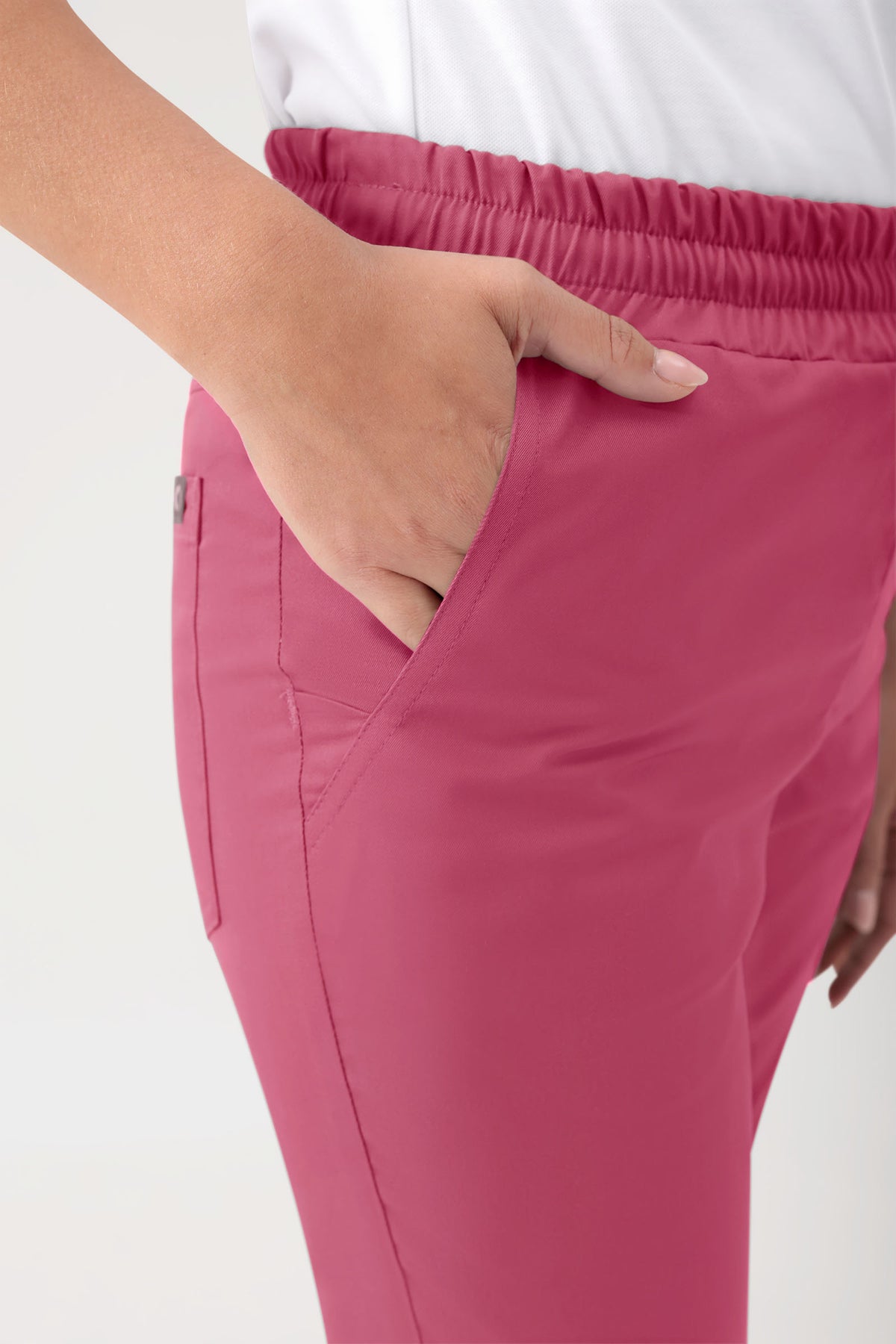 GREEN Stretch broek Unisex - elastische boord oud rose