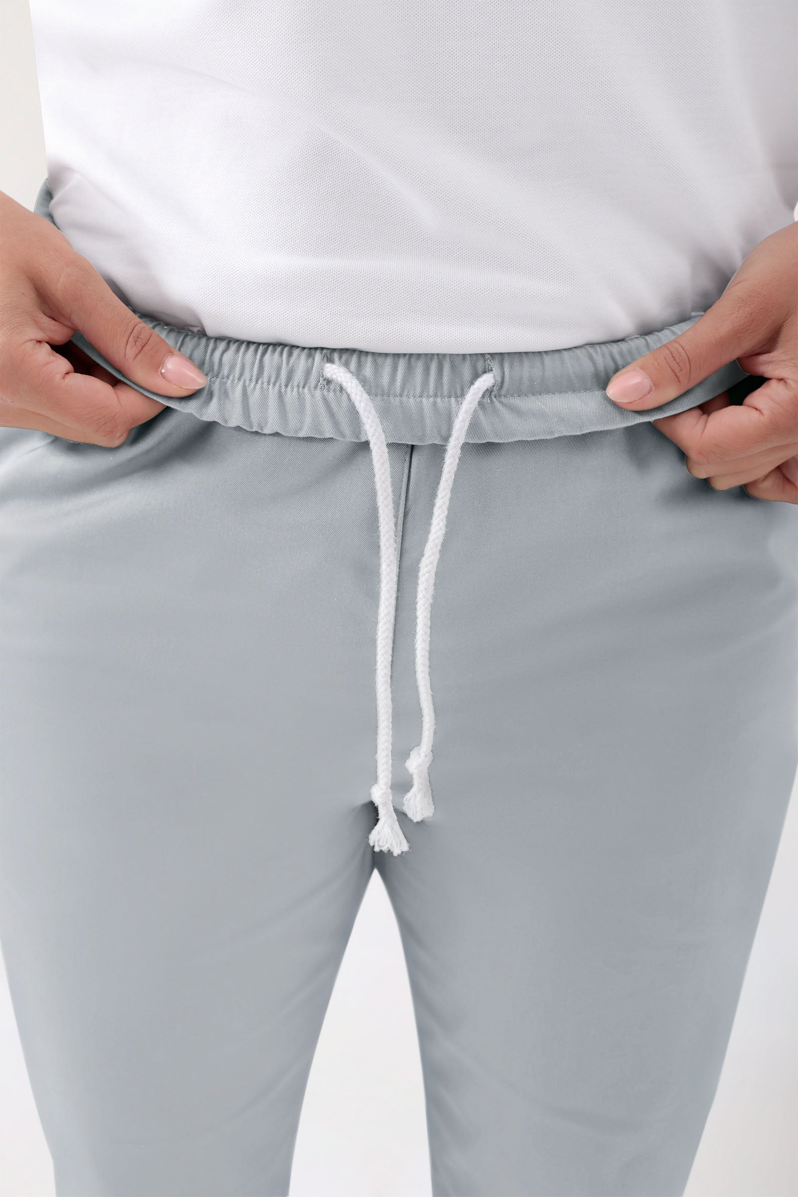 GREEN Stretch broek Unisex - elastische boord parelgrijs