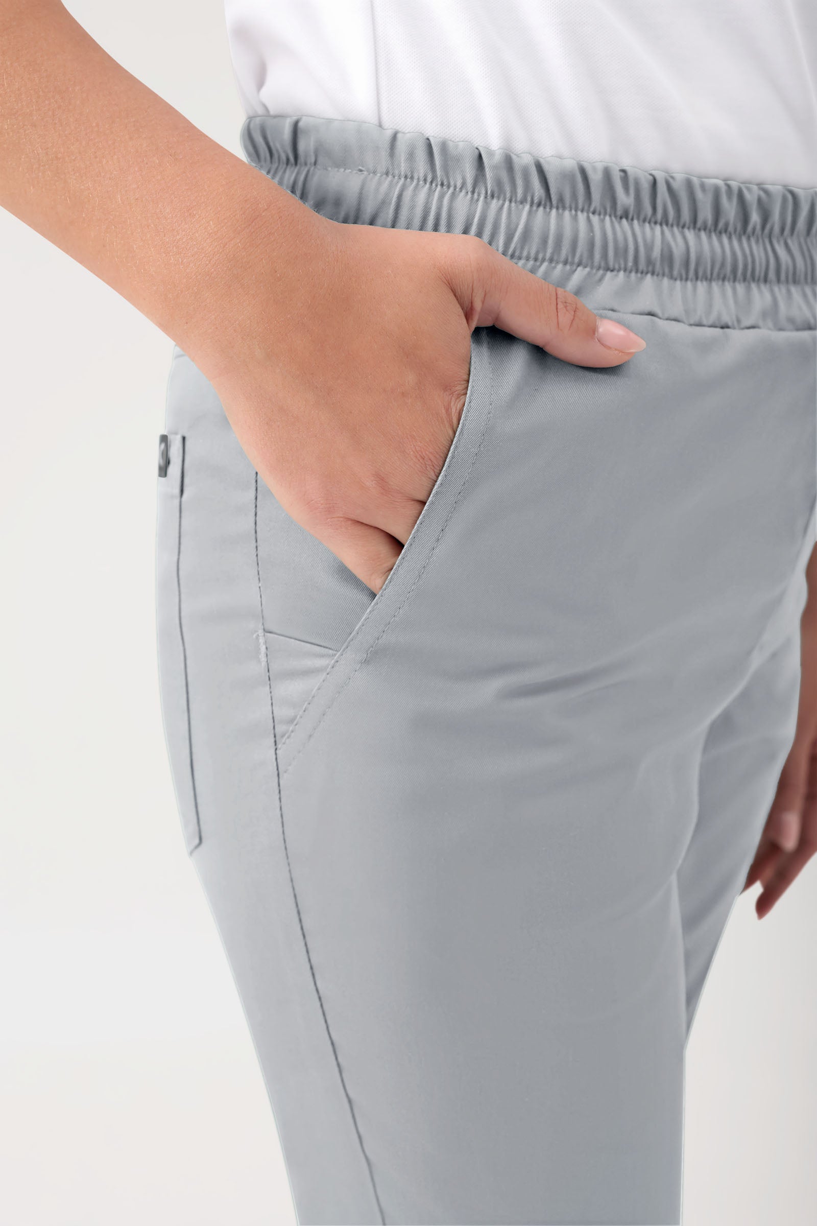 GREEN Stretch broek Unisex - elastische boord parelgrijs