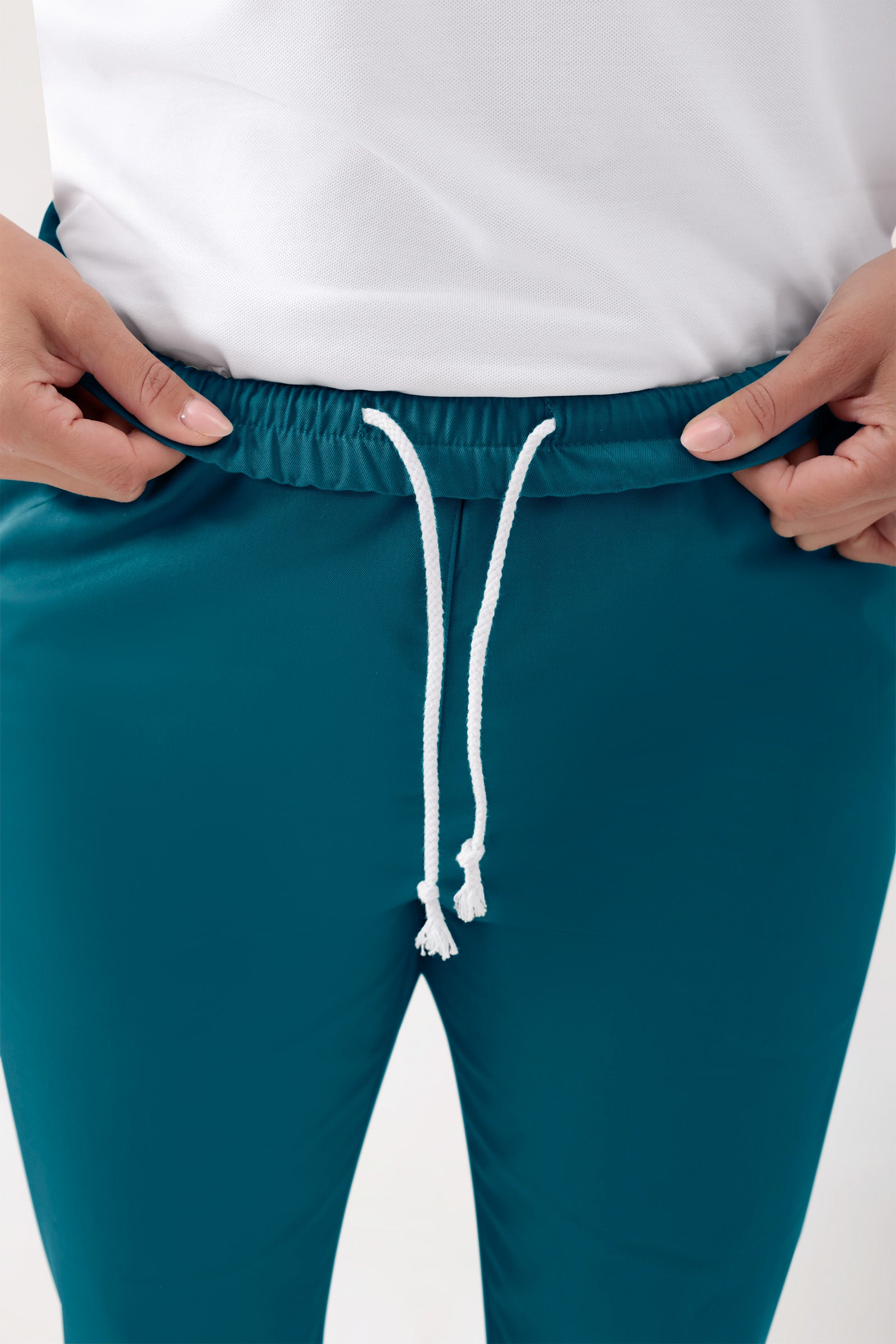 GREEN Stretch broek Unisex - elastische boord petrol
