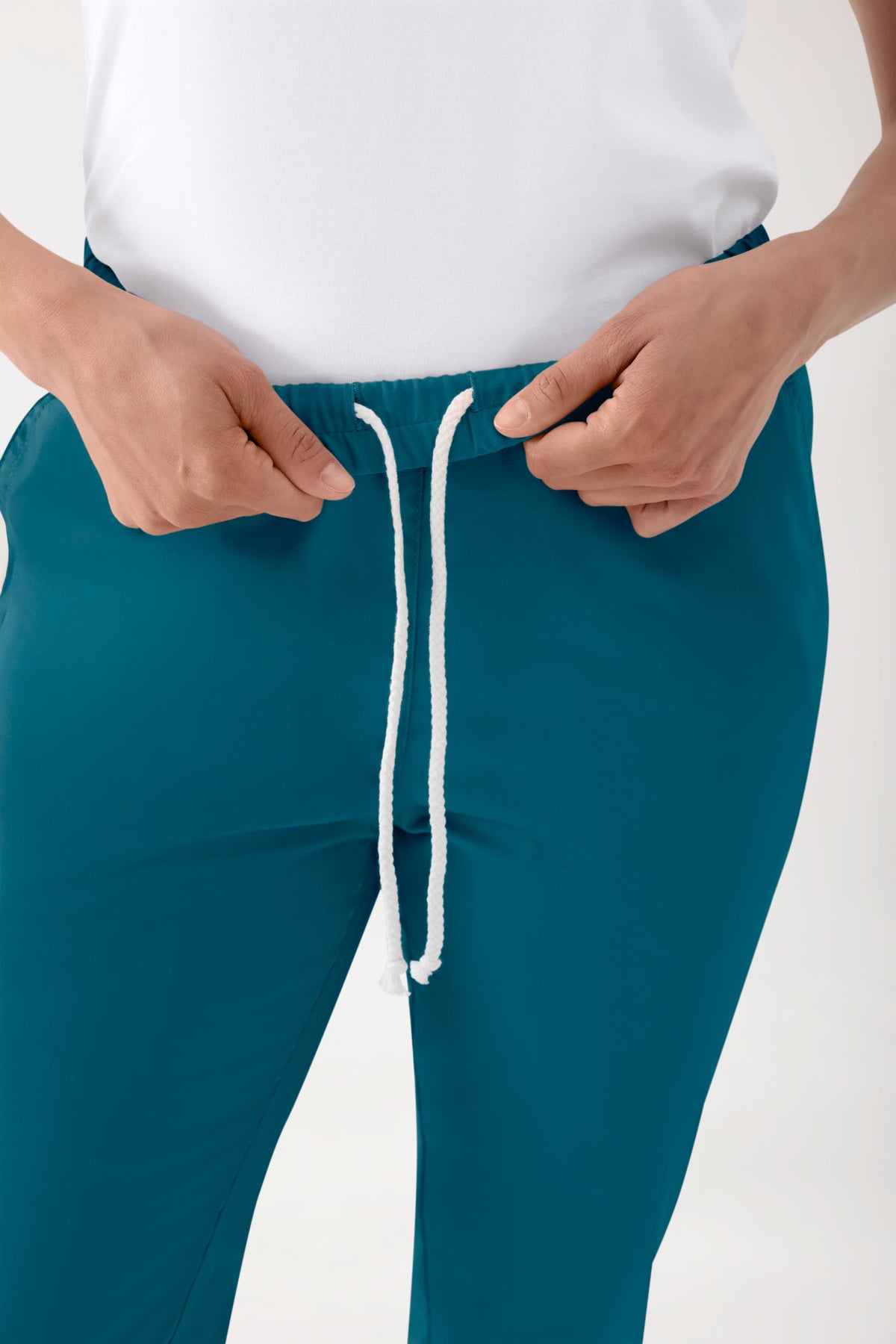 Stretch broek uniseks - elastische boord petrol