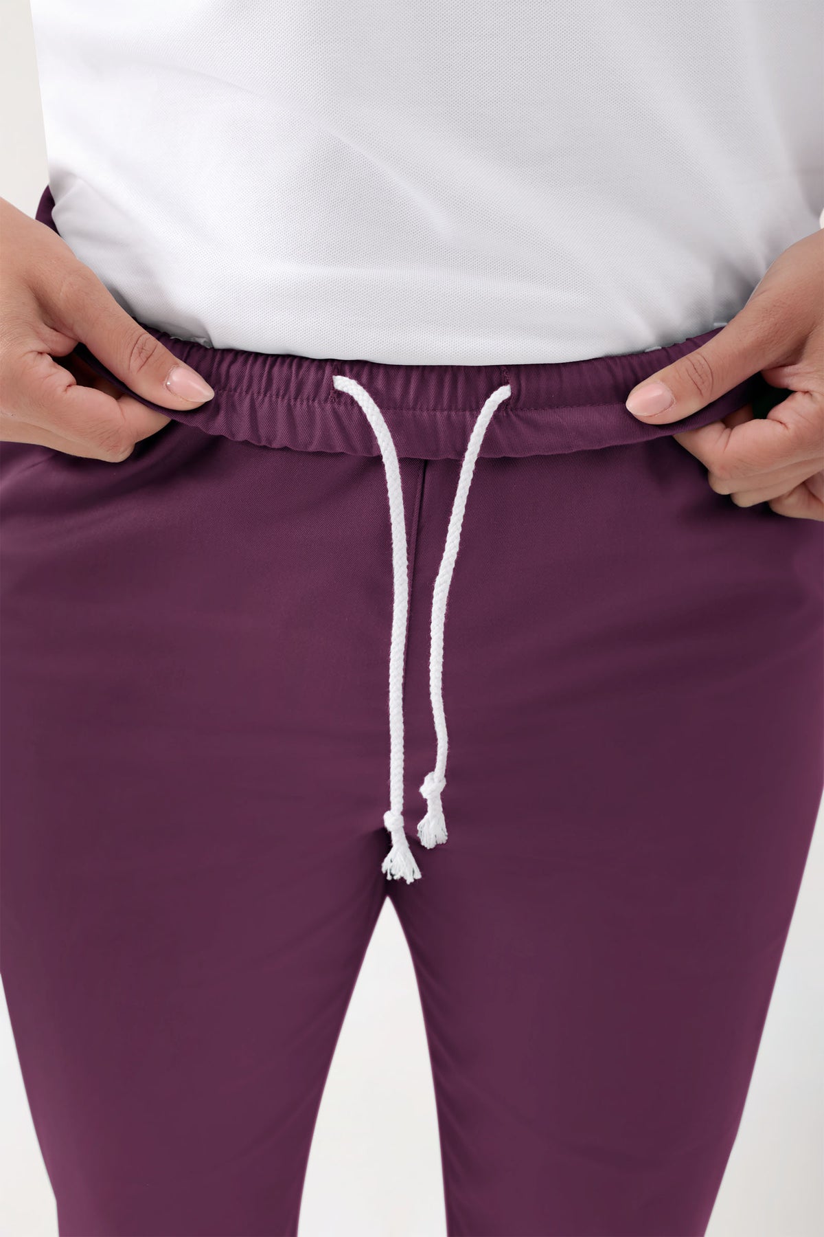 GREEN Stretch broek Unisex - elastische boord pruimen
